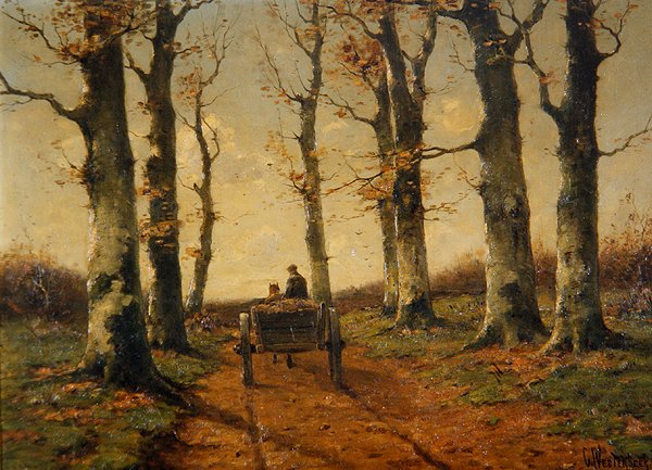 A Country Lane, n. 1880 (öljy paneelissa) tekijältä Cornelius Westerbeek Jrn.