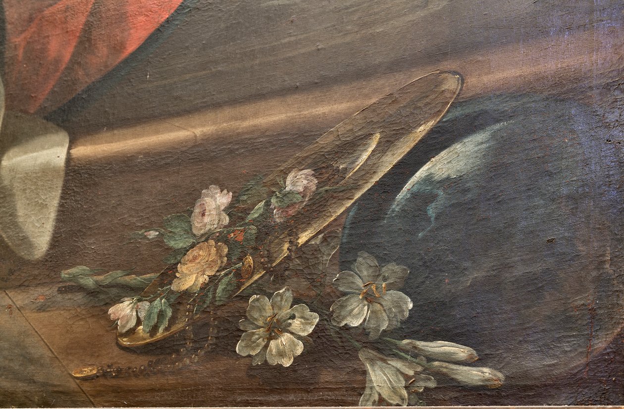 SS Salvatoren kirkko, sisätilat, Rukousnauhan alttari, Rukousnainen, Corrado Giaquinton (1703-1766) kankaalle maalaus, yksityiskohta, Poggiardo, Lecce, Puglia (kuva) tekijältä Corrado Giaquinto
