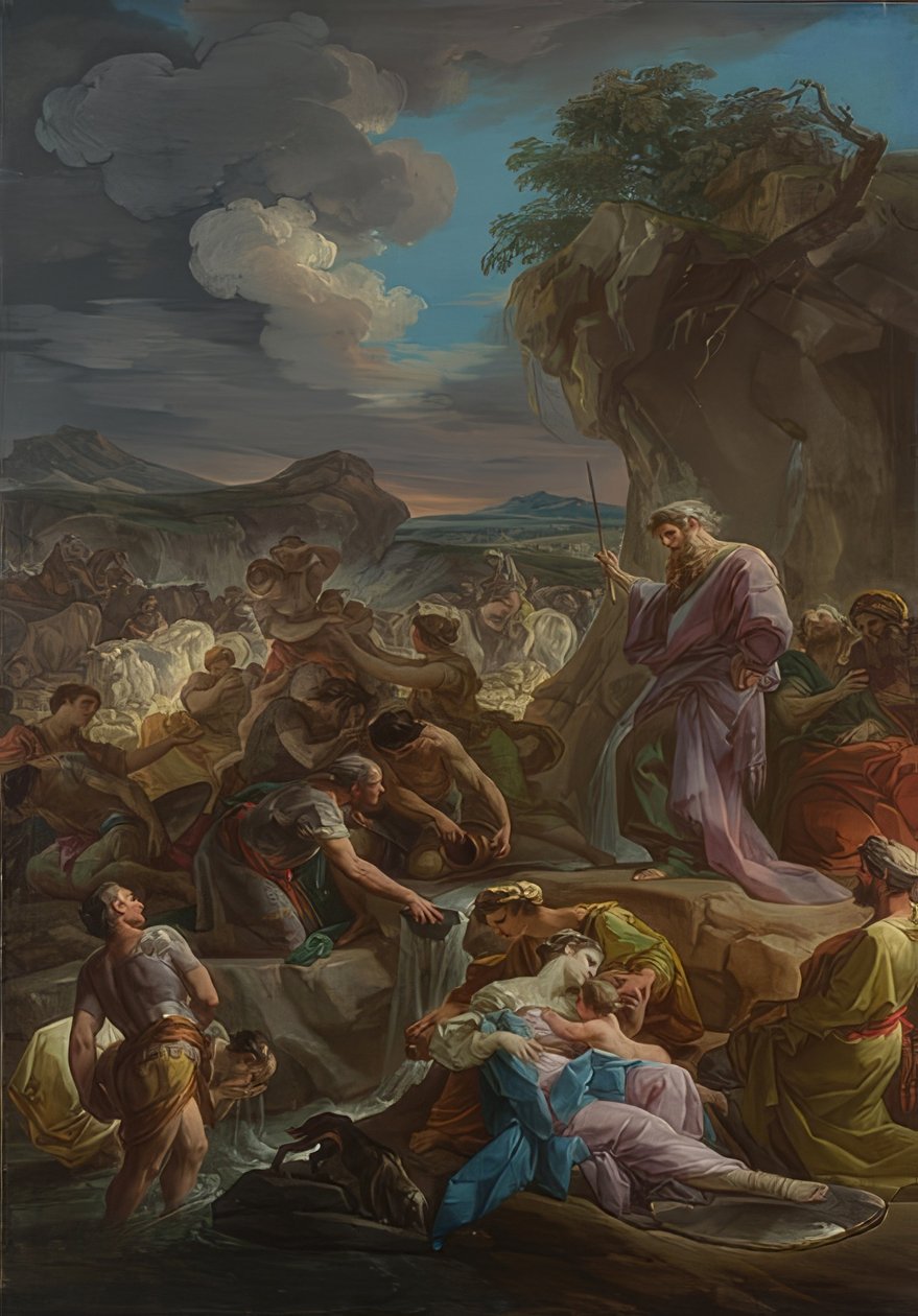 Mooses lyö vettä kalliosta. 1743-44 tekijältä Corrado Giaquinto
