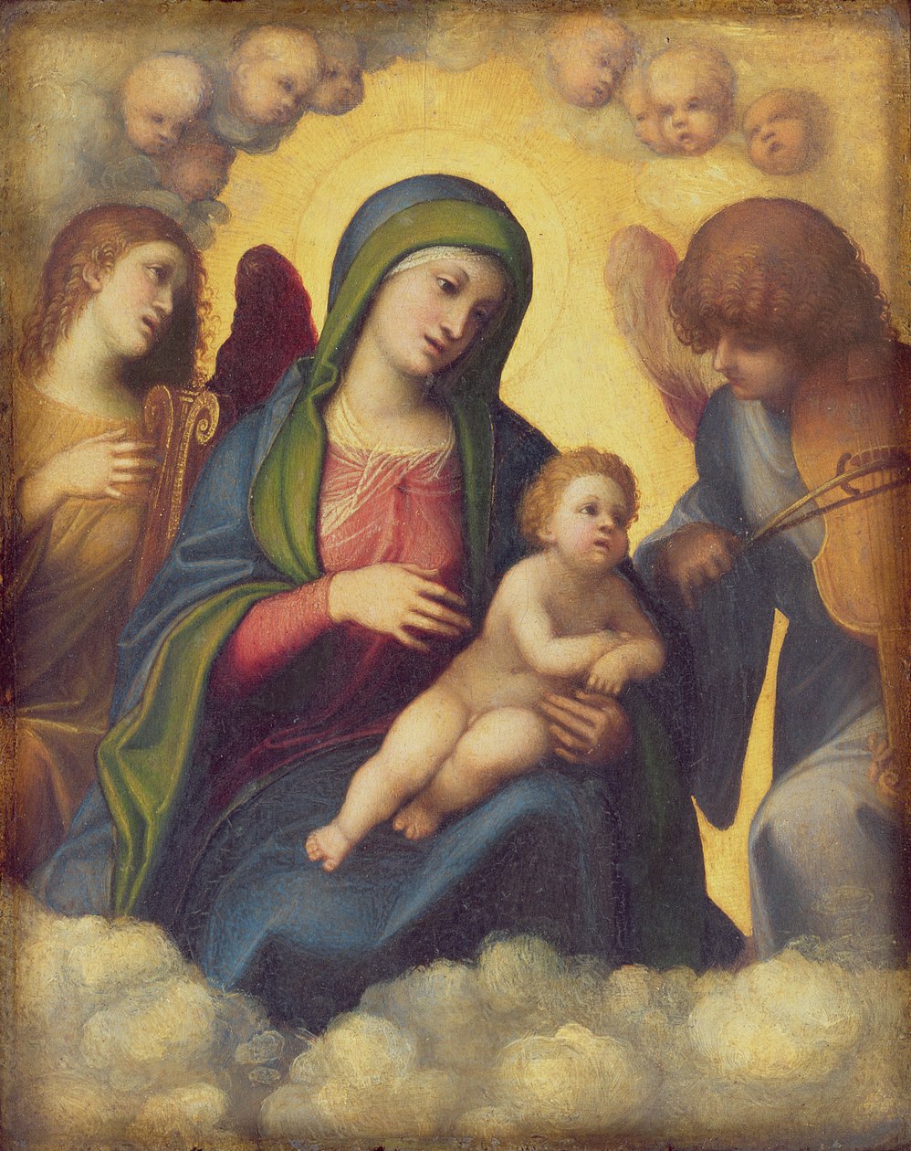 Madonna ja lapsi ja lapsi kunniassa, n. 1520 tekijältä Antonio da Correggio