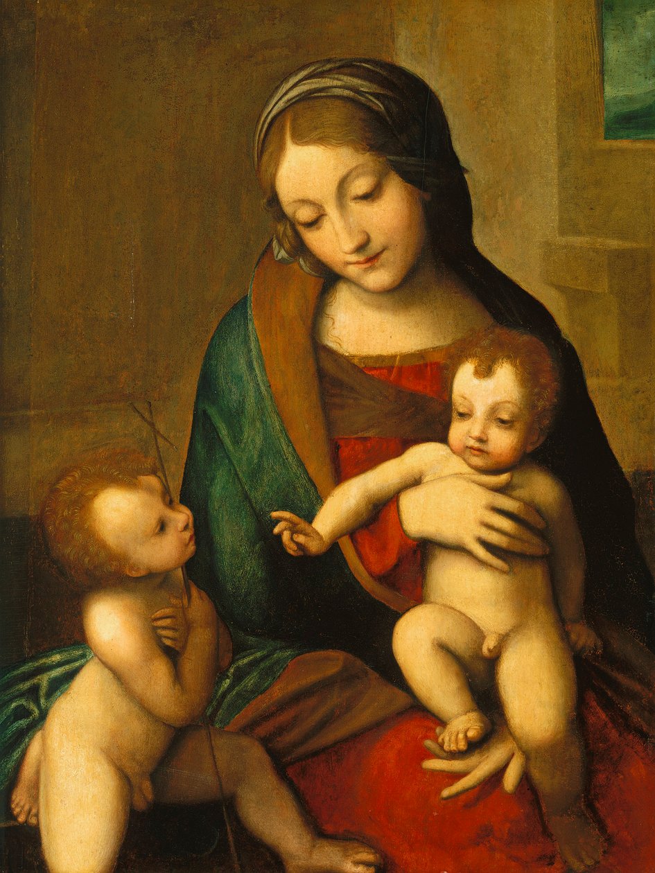 Madonna ja lapsi sekä Johannes-lapsi, n. 1510. tekijältä Antonio da Correggio