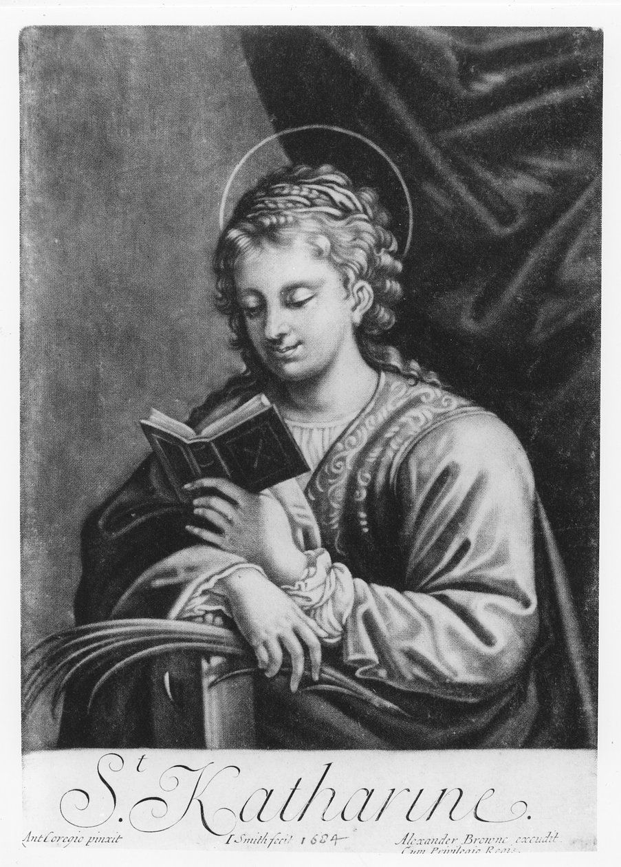 St. Catherine, kaivertanut John Smith (n. 1652-1742) tekijältä Antonio da Correggio