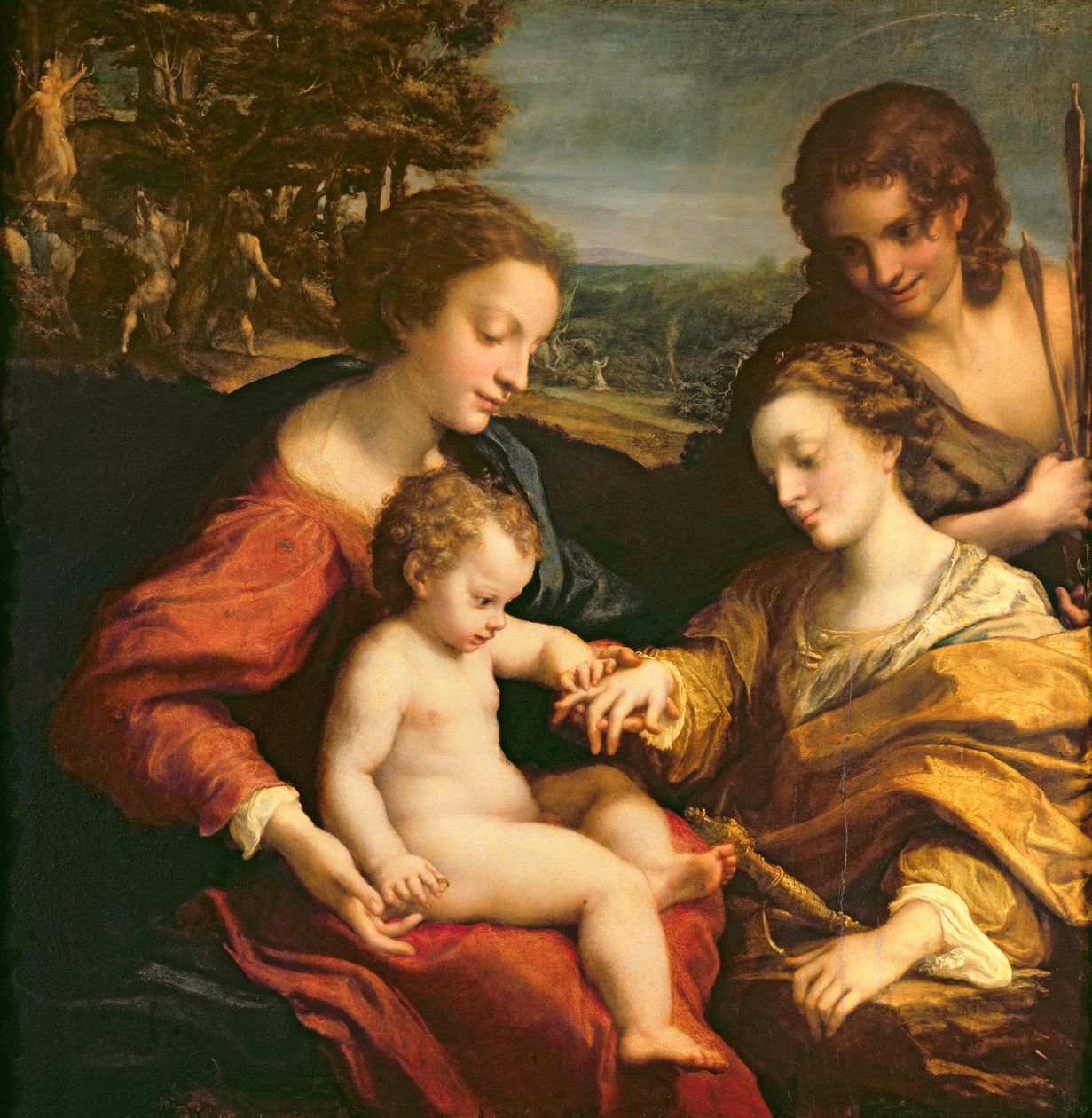 Pyhän Katariinan Aleksandrialaisen mystinen avioliitto, n. 1526-27 tekijältä Antonio da Correggio