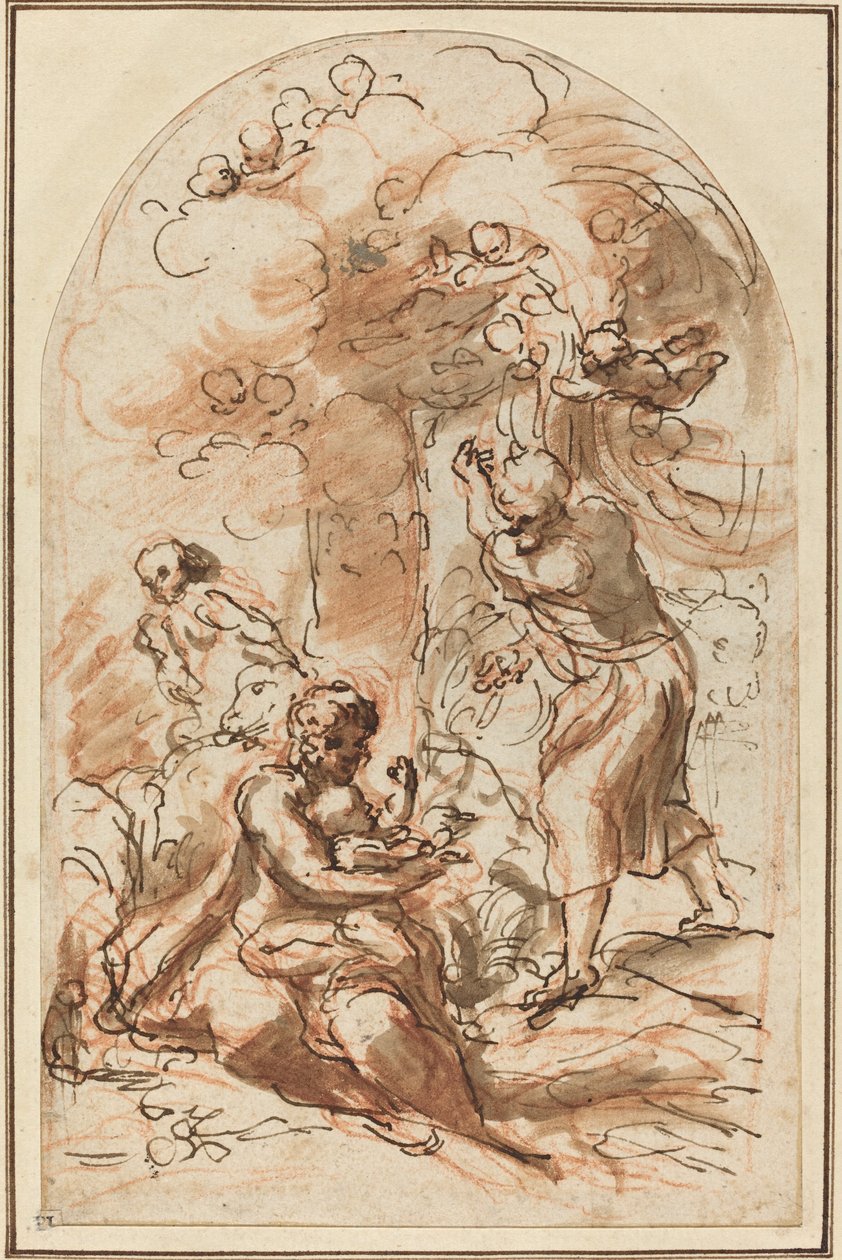 Tutkimus "Madonna della Scodellalle" [recto] tekijältä Correggio