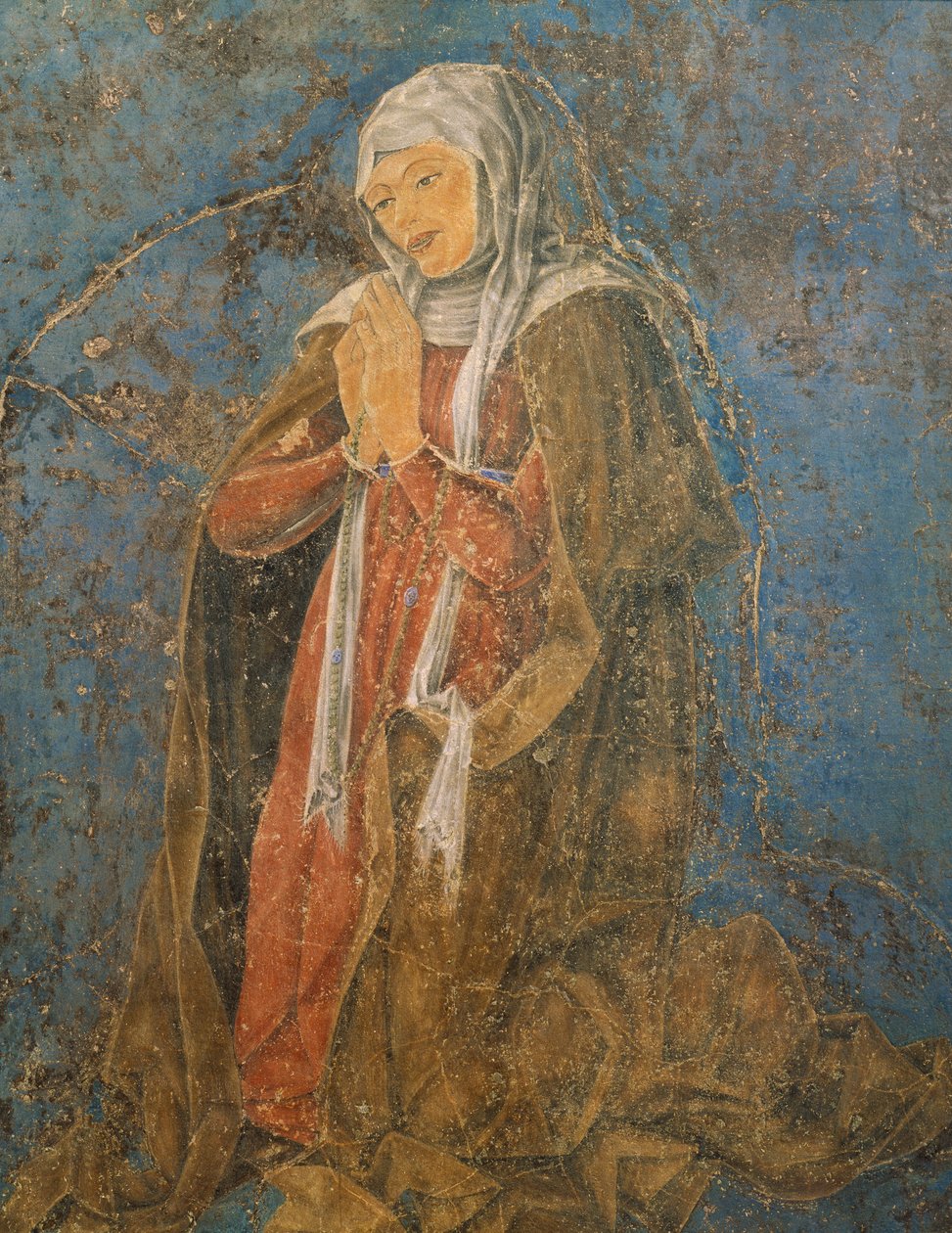 Dean, yksityiskohta Neitsyt Sign, kohtaus Elokuusta, Cosimo Tura (noin 1430-1495) ja Ercolen mestari, fresko, pohjoisseinä, Kuukausien sali, Palazzo Schifanoia (Ilon palatsi), Ferrara, Italia, noin 1470 tekijältä Cosimo (attr. to) Tura