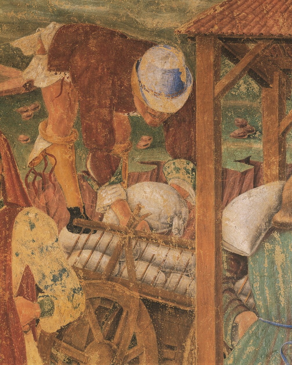 Kauppias töissä, yksityiskohta Triumph of Ceresistä, kohtaus elokuulta, Cosimo Tura tekijältä Cosimo (attr. to) Tura