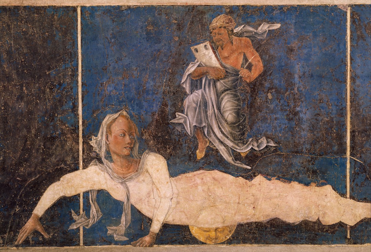 Neitsyt dekaanin kanssa, kohtaus elokuulta, n. 1470, Cosimo Tura tekijältä Cosimo (attr. to) Tura