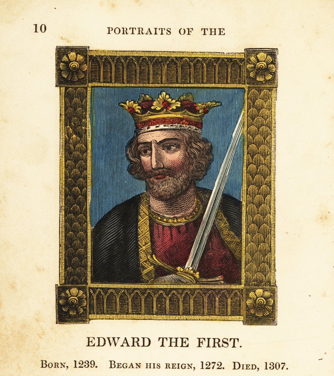 Kuningas Edward Ensimmäisen muotokuva, Englannin kuningas Edward I, syntynyt 1239, alkoi hallita 1272 ja kuoli 1307 tekijältä Cosmo Armstrong