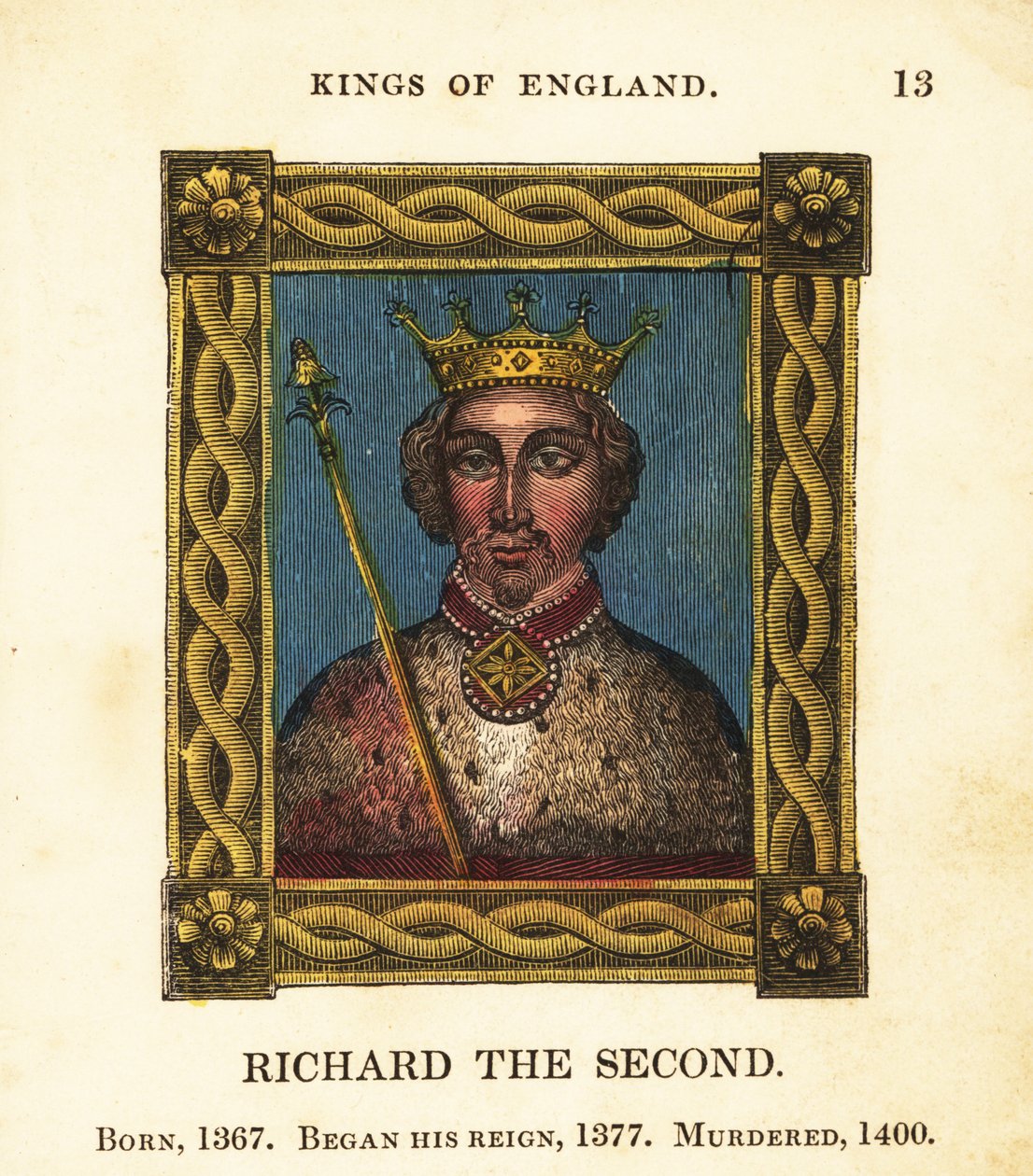 Kuningas Richard Toisen muotokuva, Englannin kuningas Richard II, syntynyt 1367, alkoi hallita 1377 ja murhattiin 1400 tekijältä Cosmo Armstrong