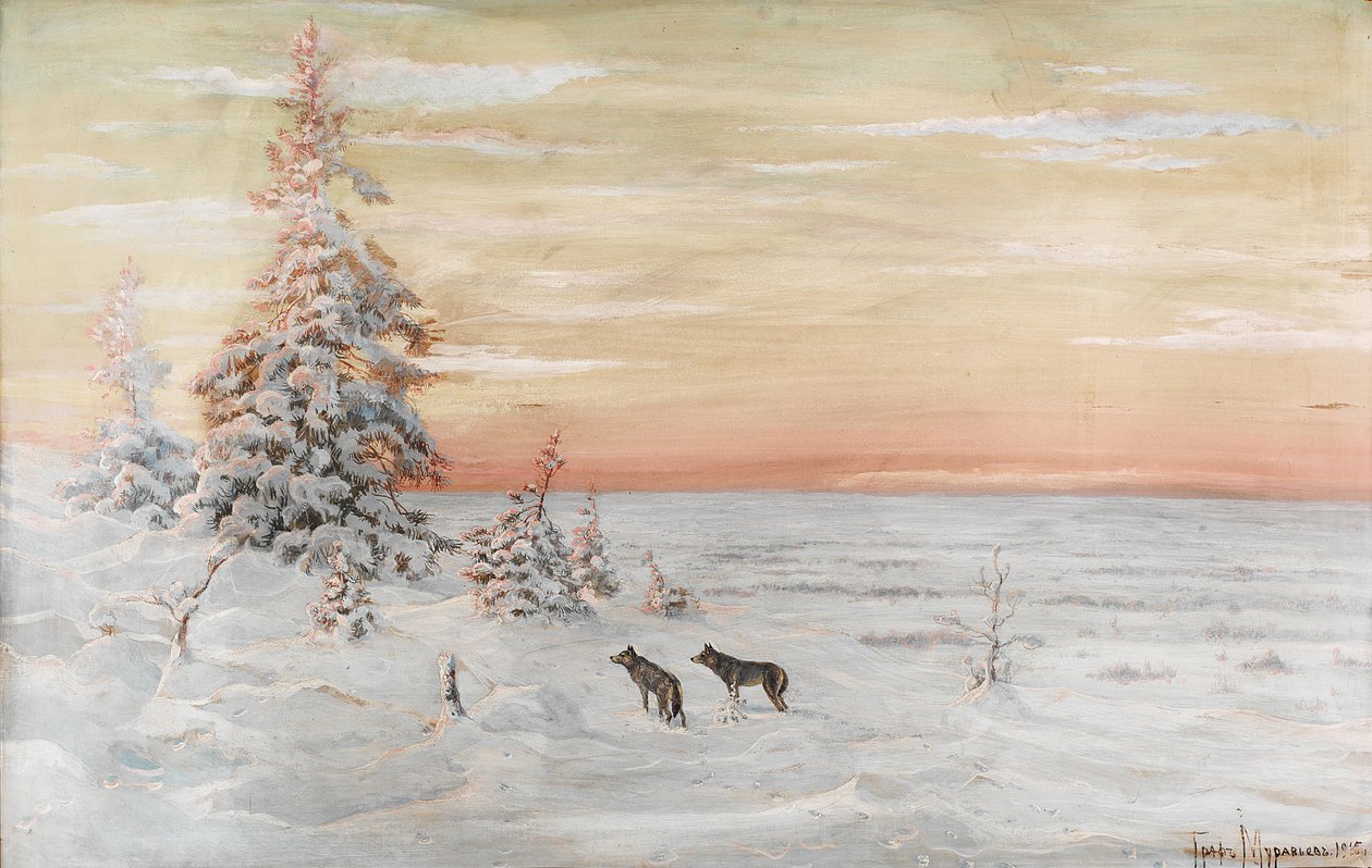 Talvimaisema susien kanssa, 1915 tekijältä Count Vladimir Leonidovich Muravyov