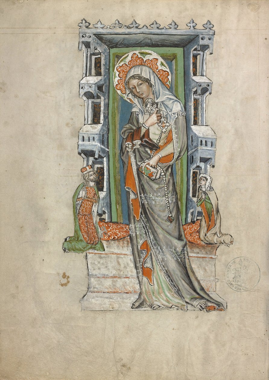 Pyhä Hedwig Sleesian herttua Ludwig Legnican ja Briegin ja herttuatar Agnésin kanssa, 1353 tekijältä Court workshop of Duke Ludwig I
