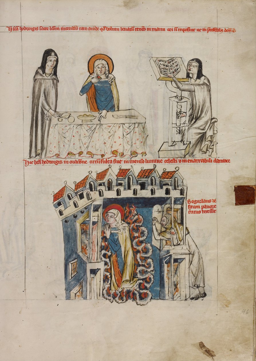 Hedwig kuuntelee lukemista; Hedwig rukoilee tekijältä Court workshop of Duke Ludwig I of Liegnitz and Brieg