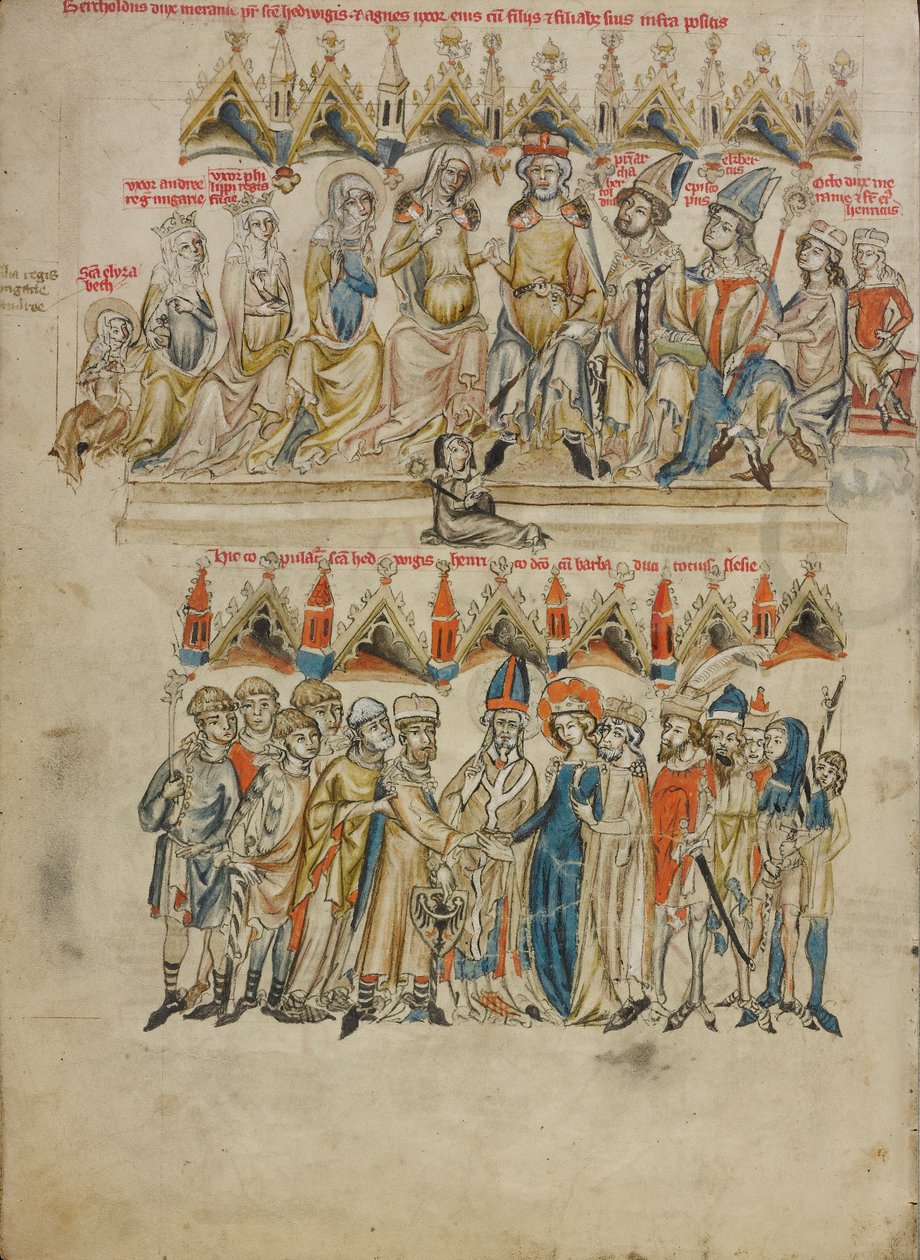 Berthold VI:n perhe; Pyhän Hedwigin ja Heinrichin häät tekijältä Court workshop of Duke Ludwig I of Liegnitz and Brieg