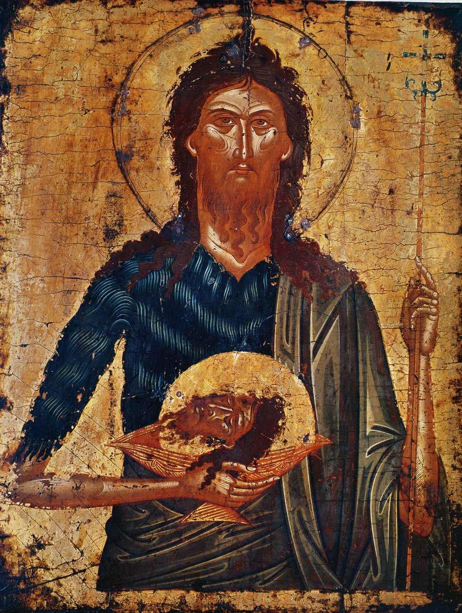Pyhän Johannes edelläkävijän ikoni (tempera paneelissa) tekijältä Cretan School