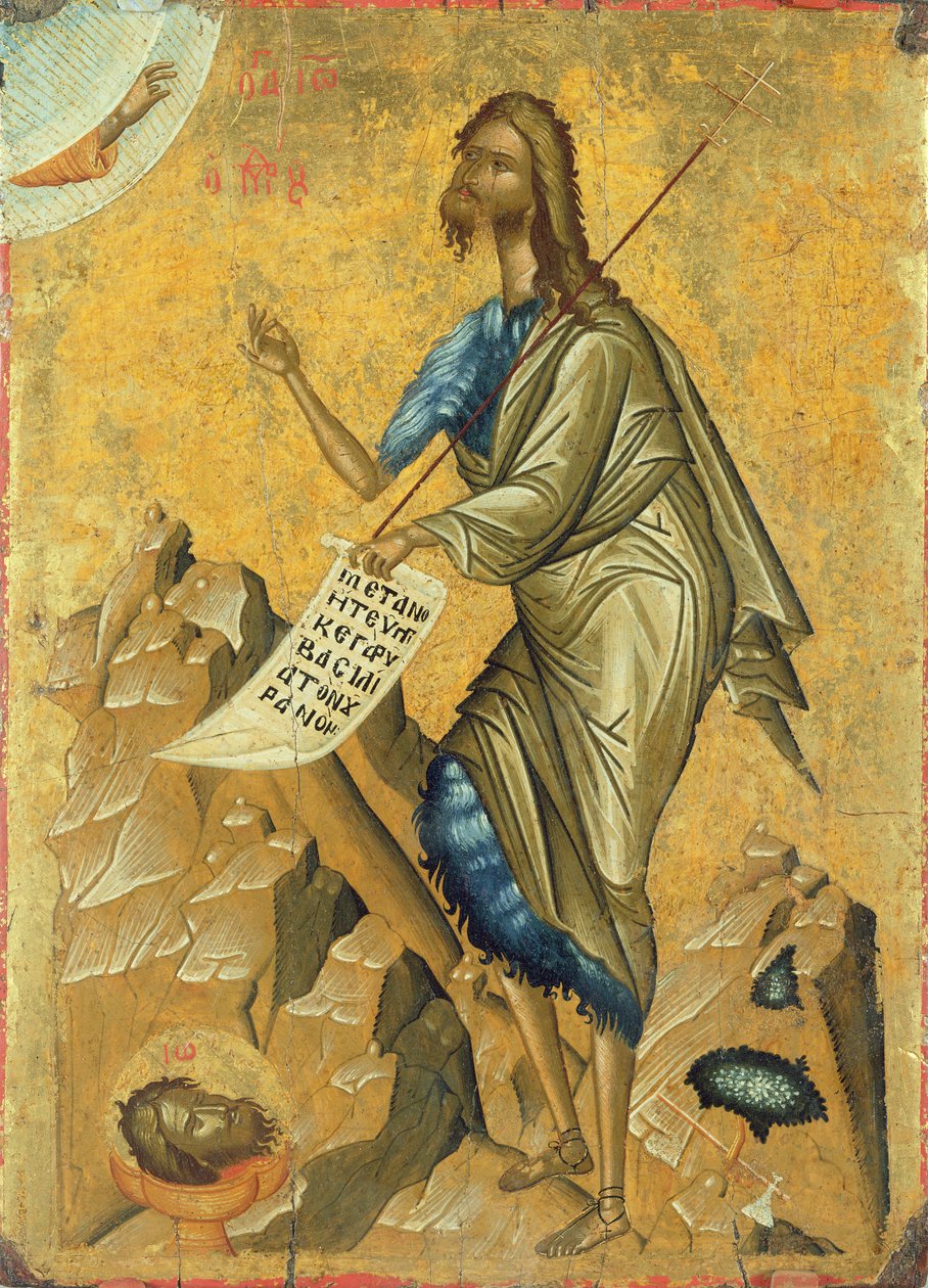 Pyhä Johannes Kastaja, n. 1500 (tempera paneelissa) tekijältä Cretan School