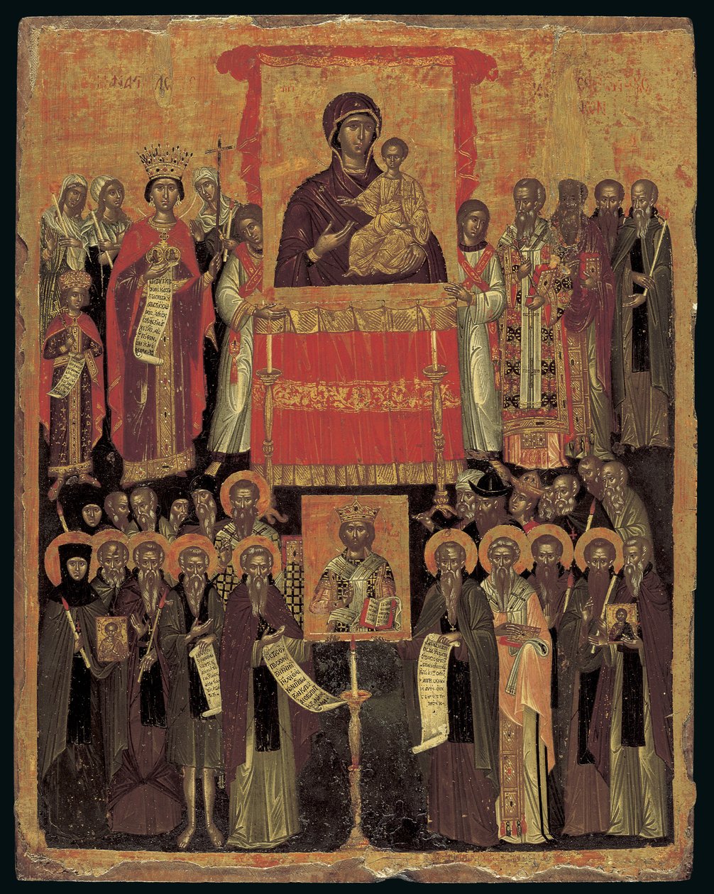 Ikonien palauttaminen (munan tempera paneelissa) tekijältä Cretan School