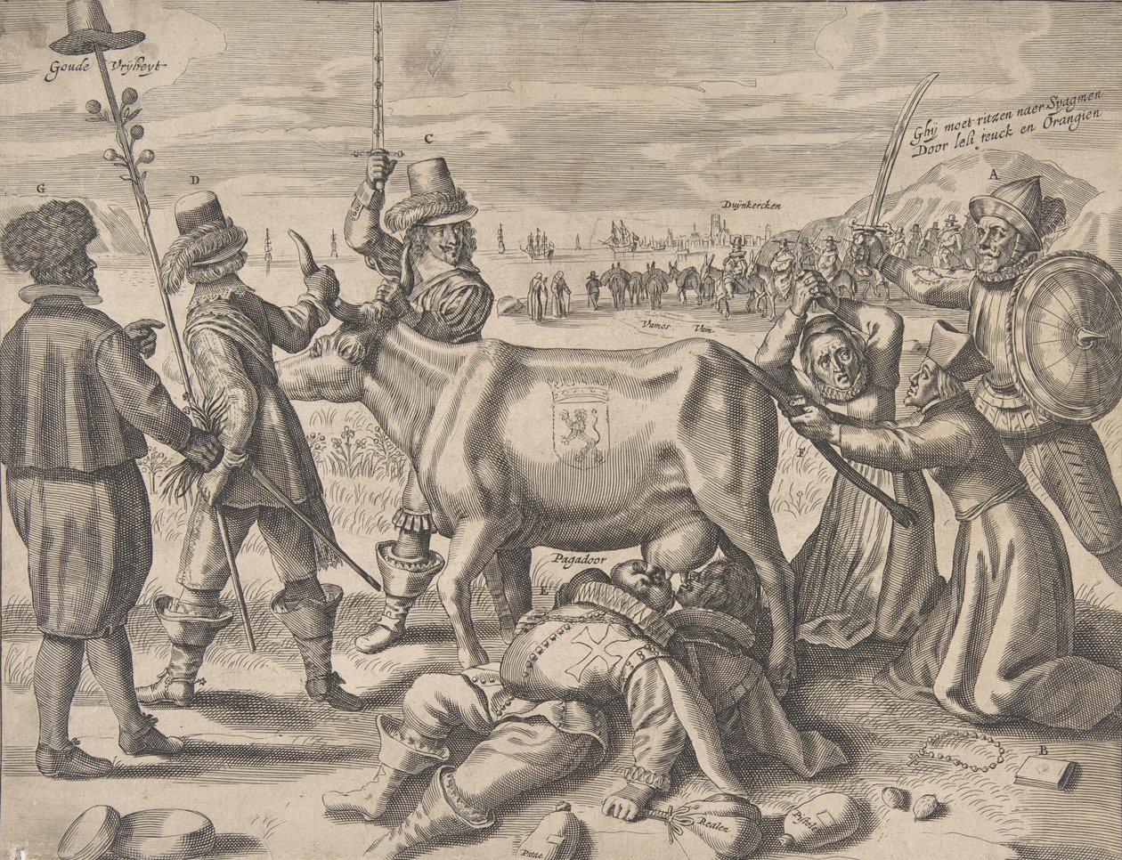 Taistelu flaamilaislehmästä, 1646. tekijältä Crispijn de Passe I
