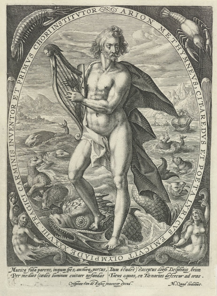 Arion: veden alkuaine The Four Elements (sarjan nimi) 4. Principes Musicæ (sarjan nimi) tekijältä Crispijn van de Passe (I)