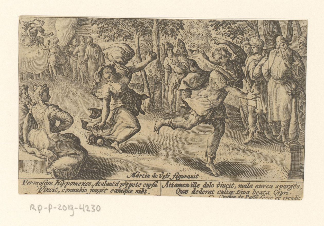 Atalanta en Hippomenes Metamorfosen van Ovidius (sarjan nimi) Metamorfoosi (sarjan nimi) tekijältä Crispijn van de Passe (I)