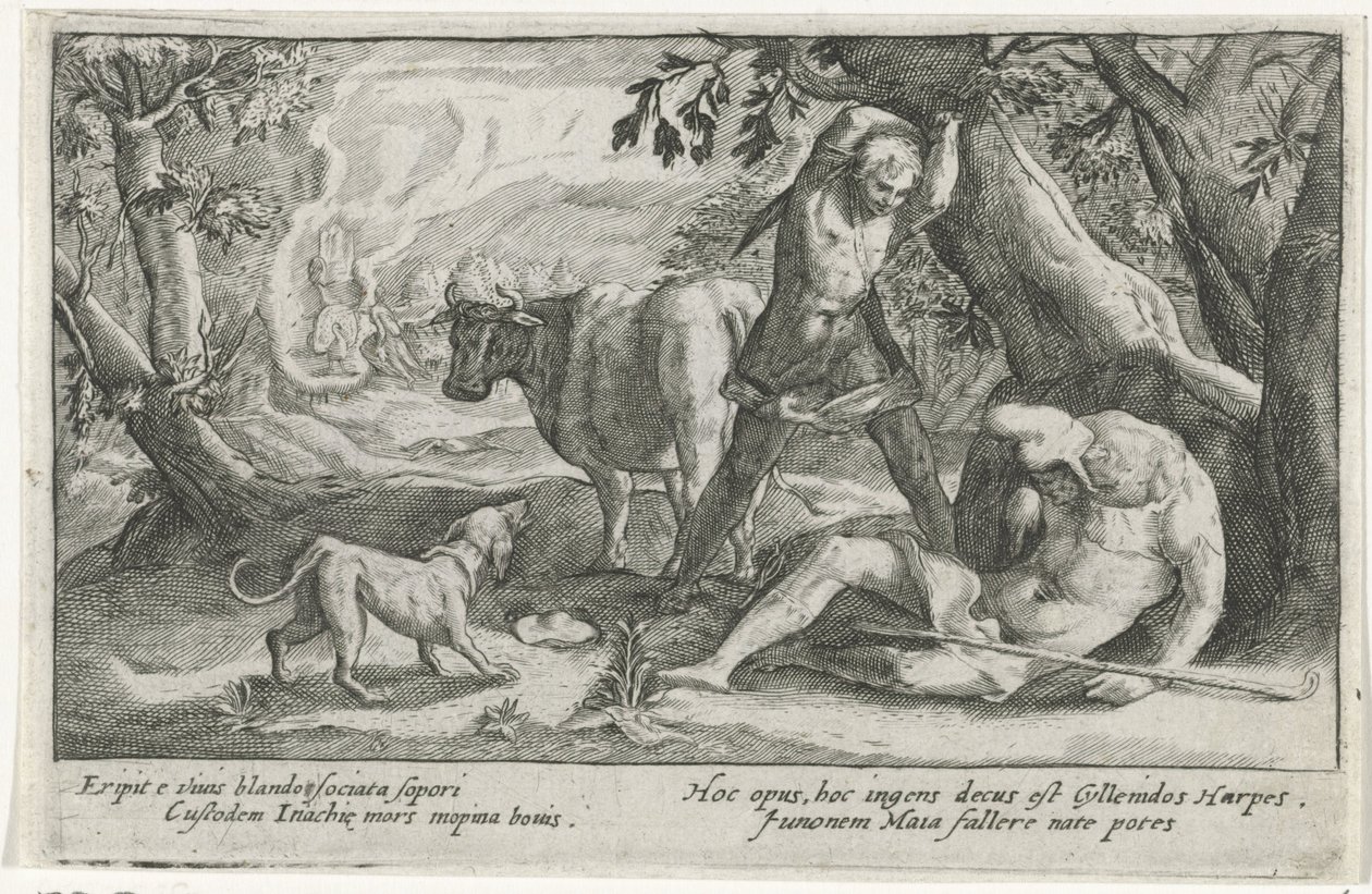 Merkurius tappaa Argusin Metamorphoses of Ovid (sarjan nimi) tekijältä Crispijn van de Passe (I)