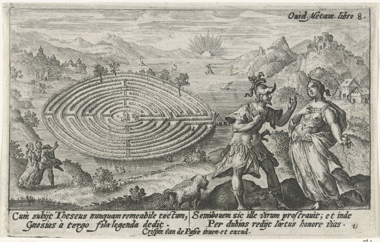 Theseus en Ariadne Metamorfosen van Ovidius (sarjan nimi) tekijältä Crispijn van de Passe (I)