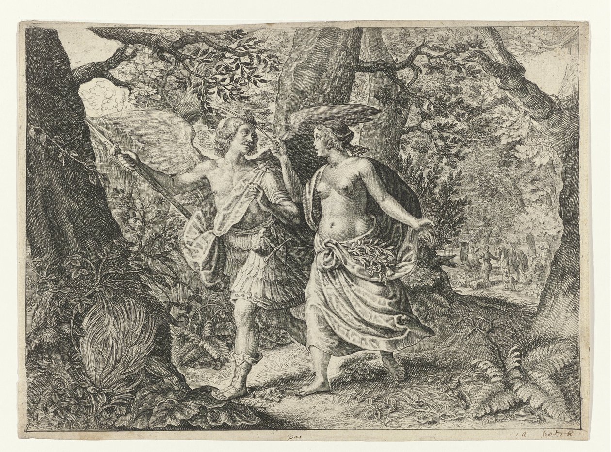 Circe muuttaa Picuksen tikiksi Metamorphoses of Ovid (sarjan nimi) tekijältä Crispijn van de Passe (II) (after)