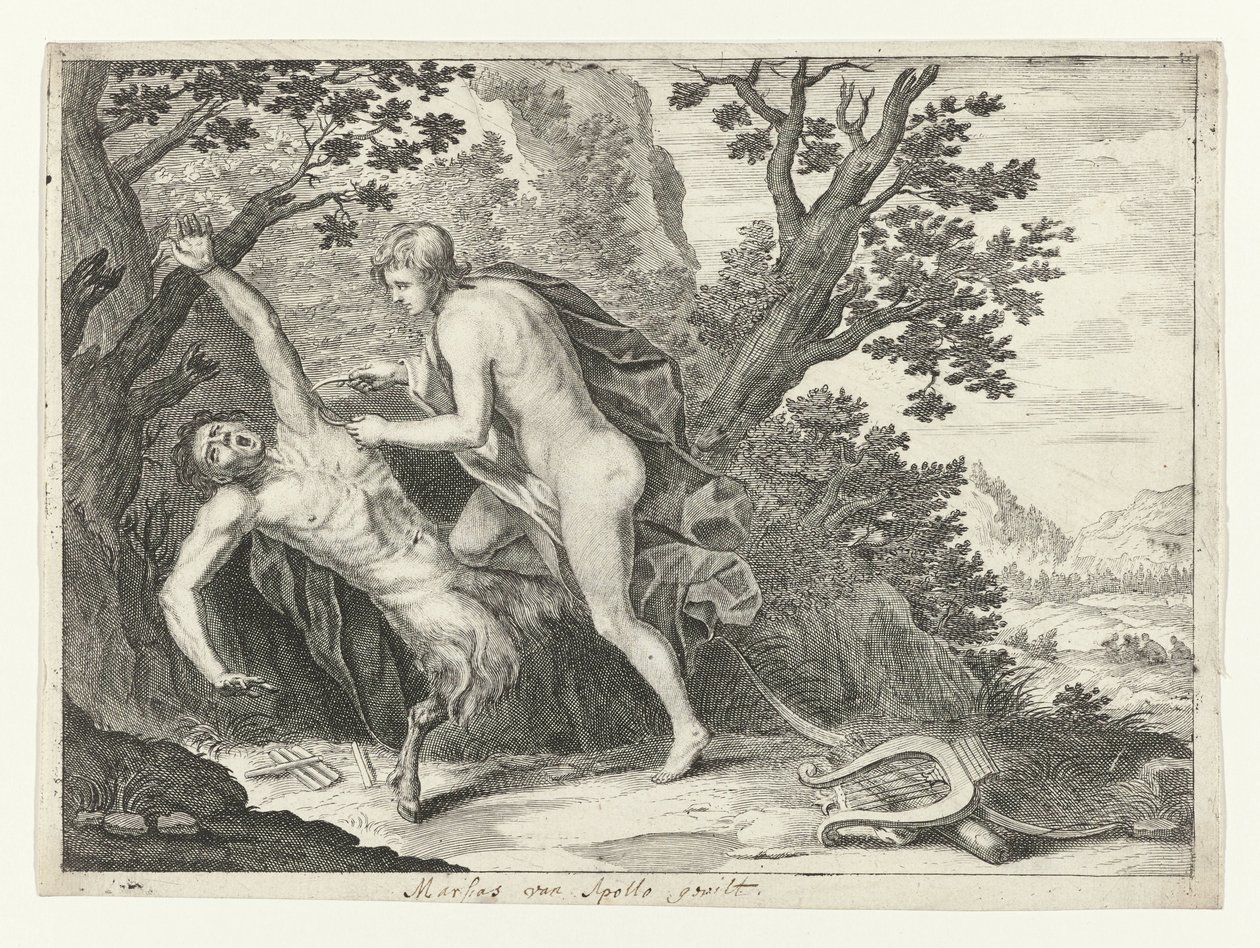 Apollo kuivuttaa Marsyaksen tekijältä Crispijn van de Passe (II) (attributed to)