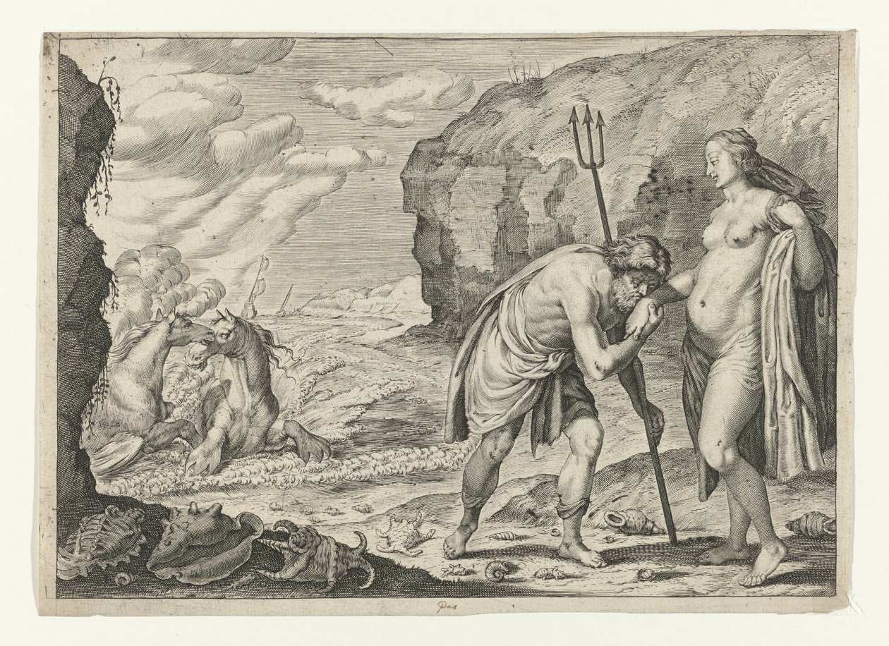 Neptunus Caenissa Metamorfosen van Ovidius (sarjan nimi) tekijältä Crispijn van de Passe (II) (attributed to)