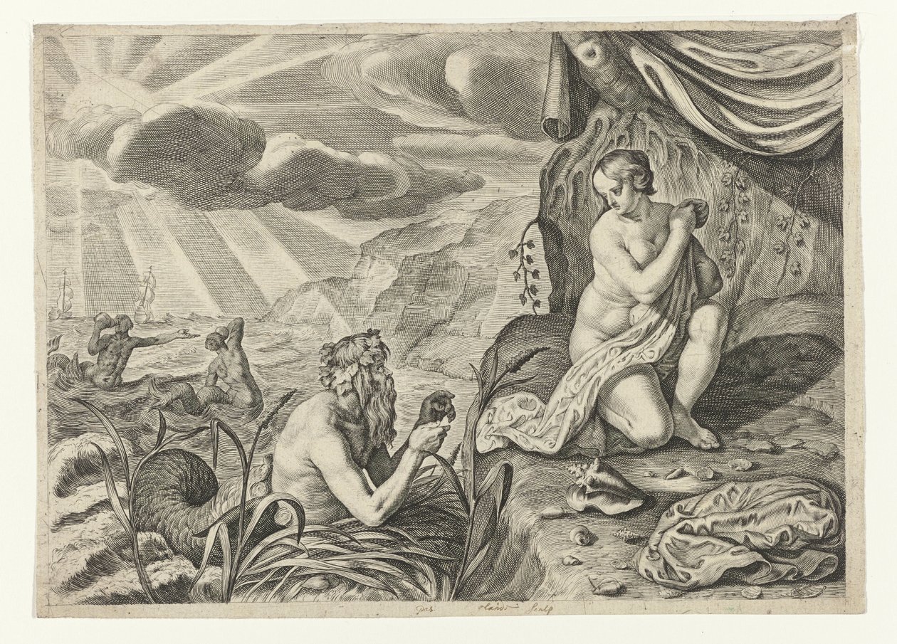 Scylla pakenemassa Glaucusta Glauci rakastunut Scyllaan (otsikko esineessä) Ovid