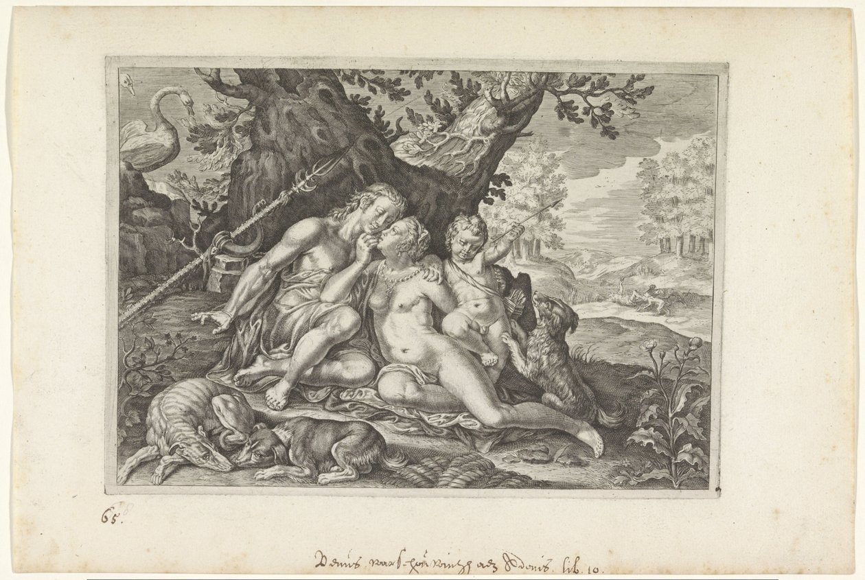 Venus varoittaa Adonista Metamorphoses of Ovid (sarjan nimi) tekijältä Crispijn van de Passe (II)