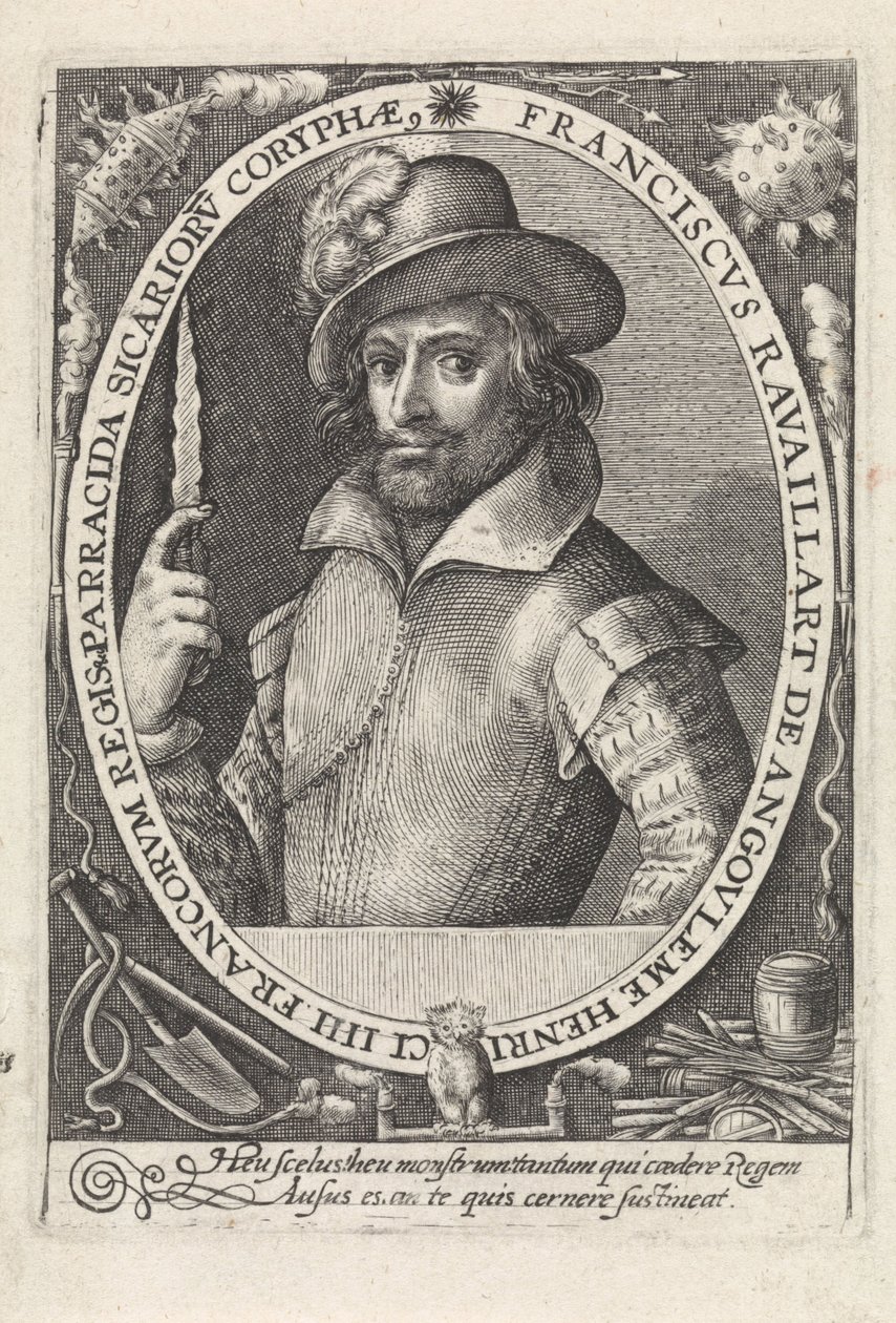 François Ravaillac 1578-1610, Ranskan kuninkaan Henrik IV:n murhaaja, noin 1610-1615. tekijältä Crispijn van de Passe the Elder