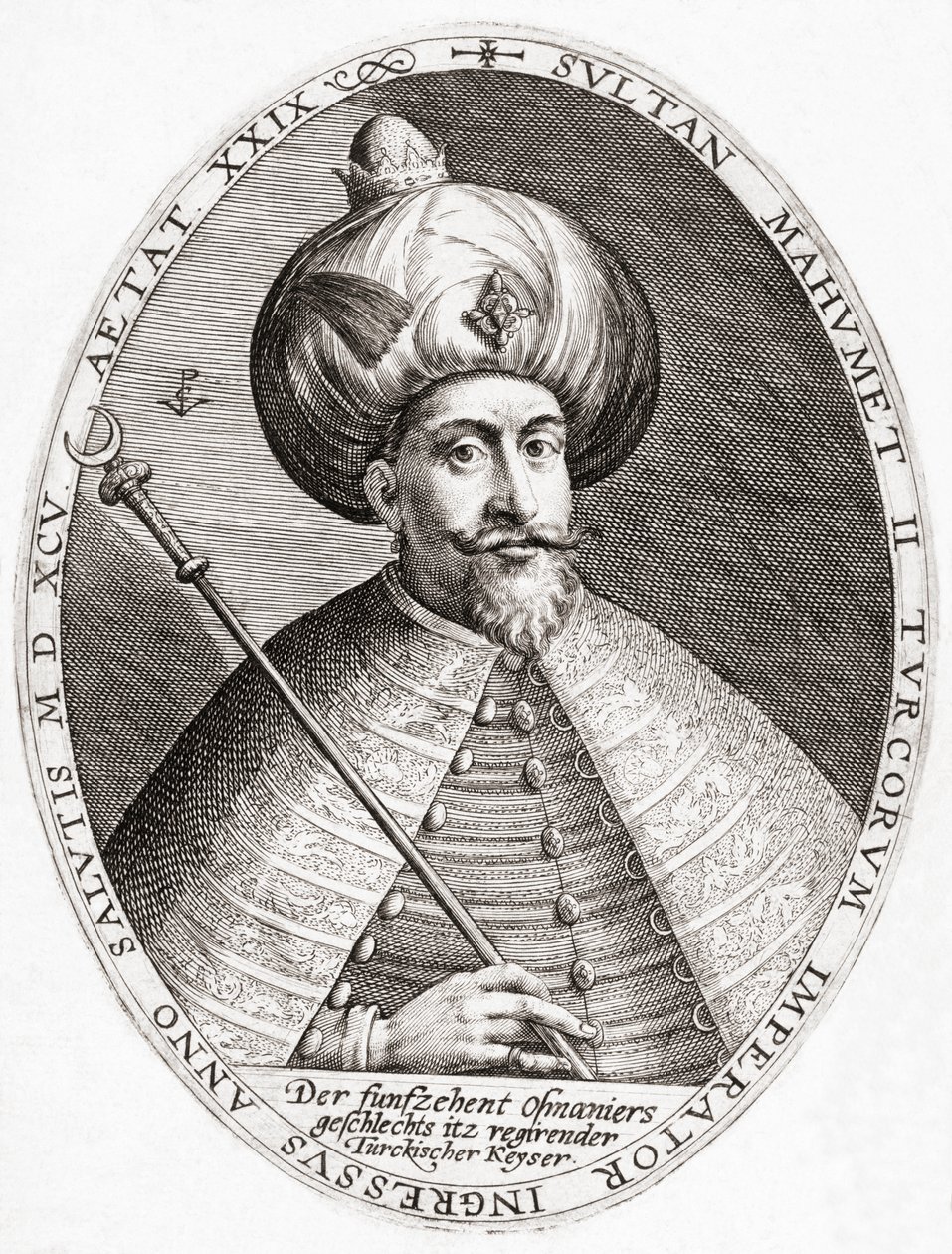Mehmed III. Sulttaani, Ottomaanien valtakunta. Muotokuva. tekijältä Crispin I de (after) Passe
