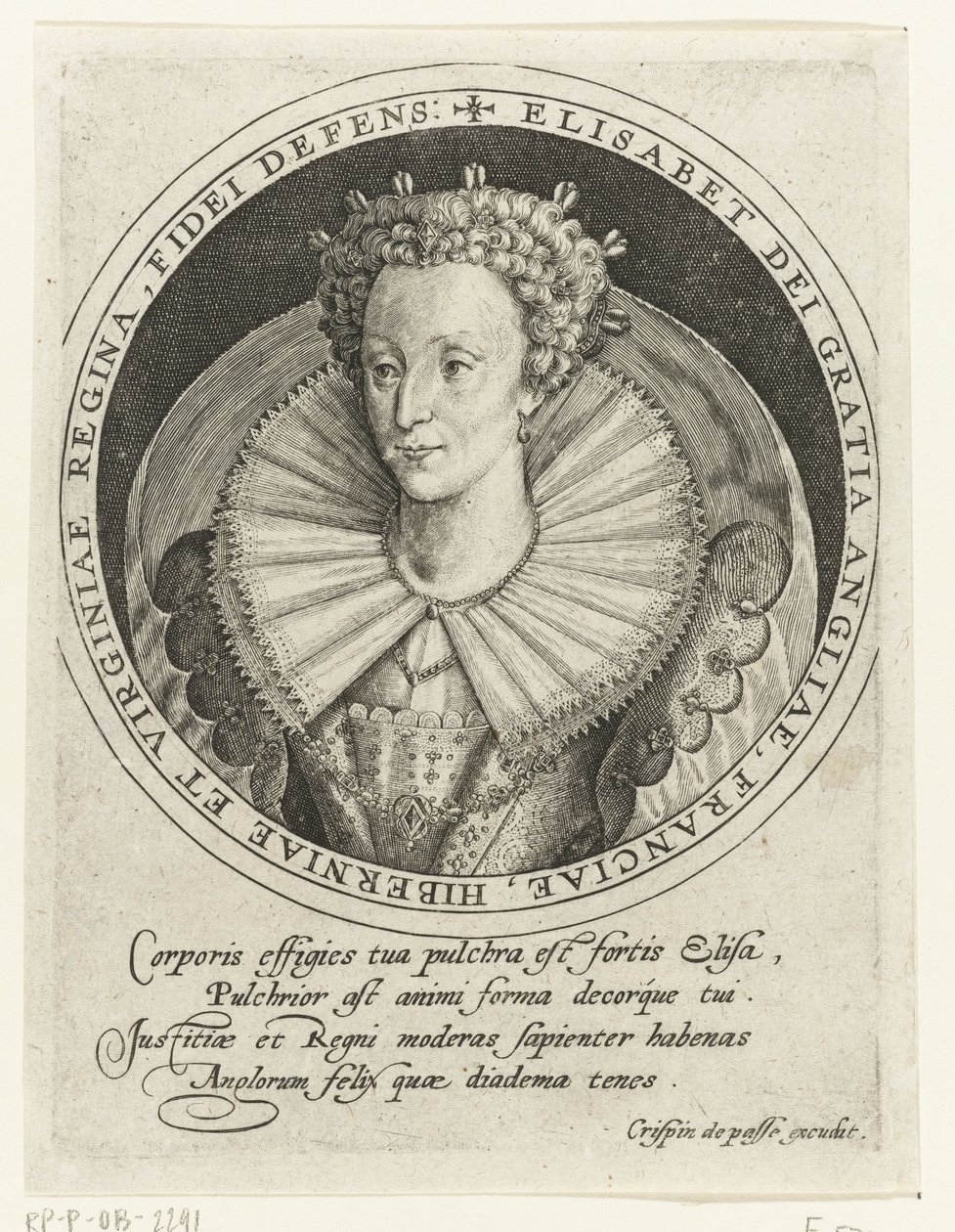 Englannin kuningatar Elizabeth I:n muotokuva tekijältä Crispin I de Passe