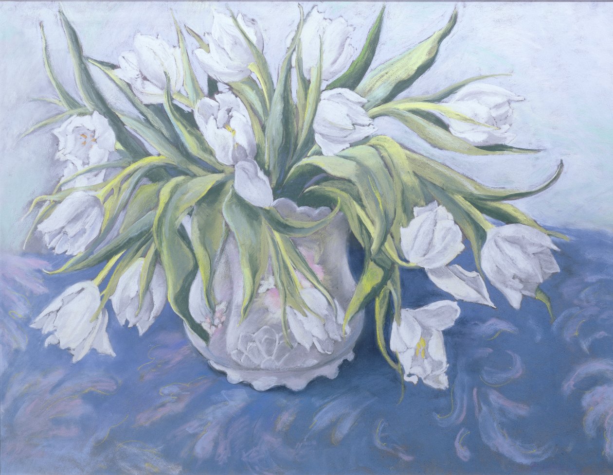 Valkoiset tulppaanit (pastelli paperille) tekijältä Cristiana Angelini