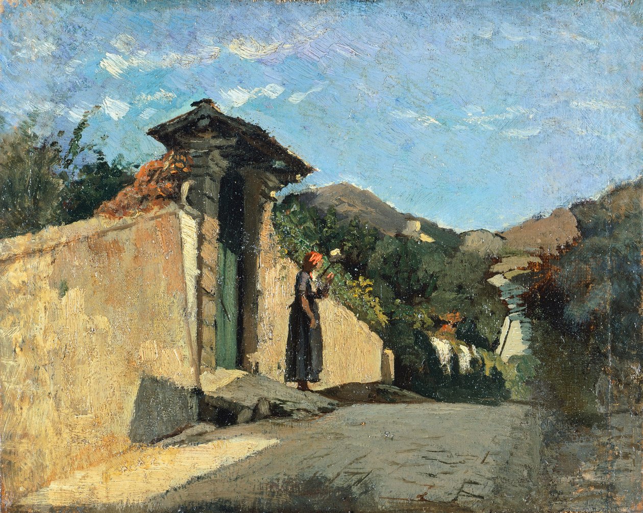 Maisematutkimus, n. 1861, Cristiano Banti (1824-1904), öljy kankaalle aluksella tekijältä Cristiano Banti