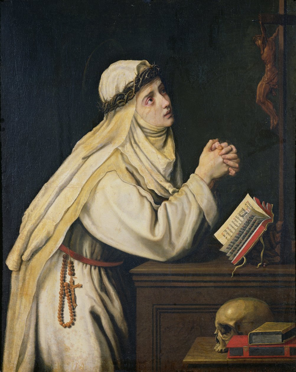 Pyhä Katariina Siena (1347-80) Francisco Zurbaranin (1598-1664) maalauksen mukaan tekijältä Cristofano Allori