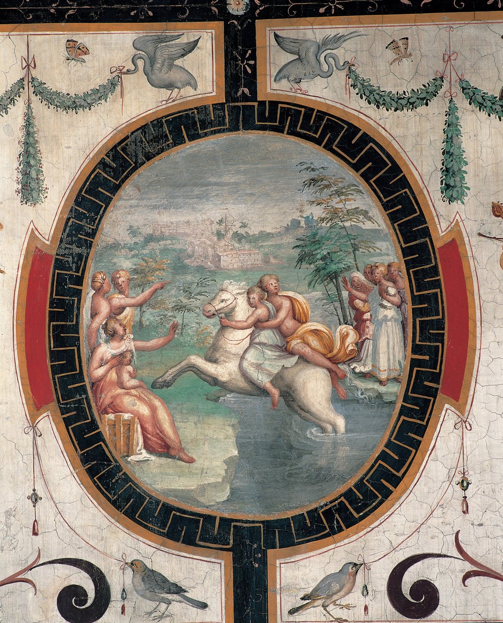 Cloelia ohittaa Tiberin, 1500-luvun puoliväli. tekijältä Cristofano Gherardi