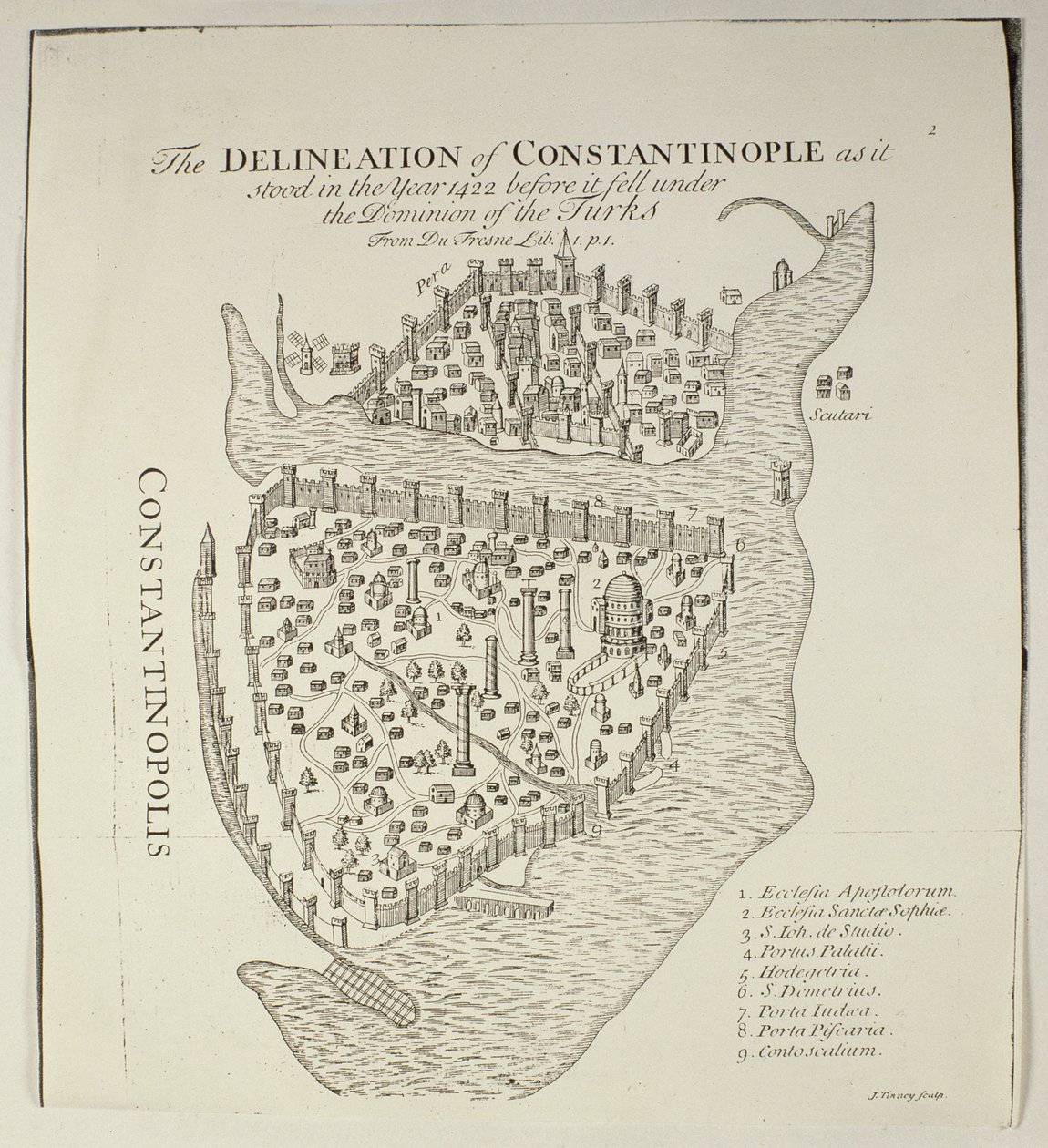 Konstantinopolin kartta vuodelta 1422 tekijältä Cristoforo Buondelmonti