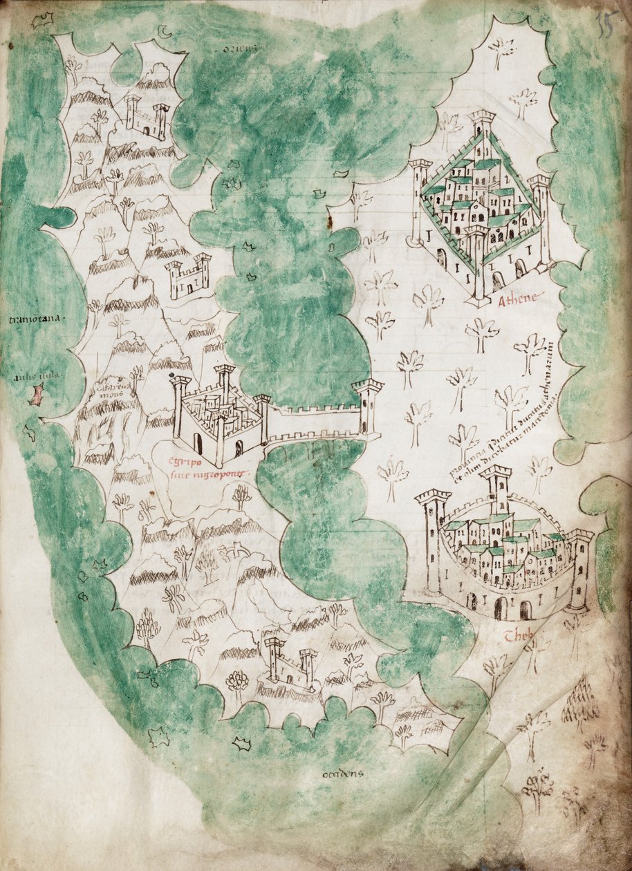 Euboia ja Ateena, n. 1420 (Vellum) tekijältä Cristoforo Buondelmonti