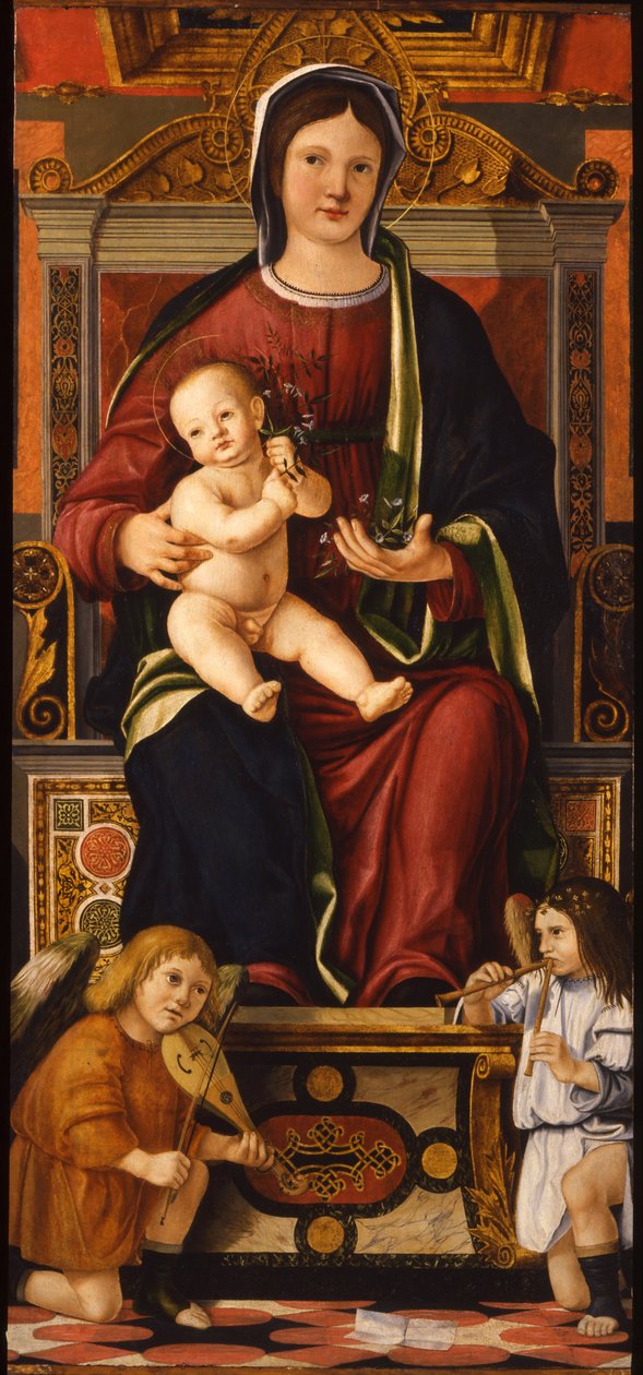 Neitsyt ja lapsi kahden muusikkoenkelin kanssa, 1508-1510 tekijältä Cristoforo Caselli
