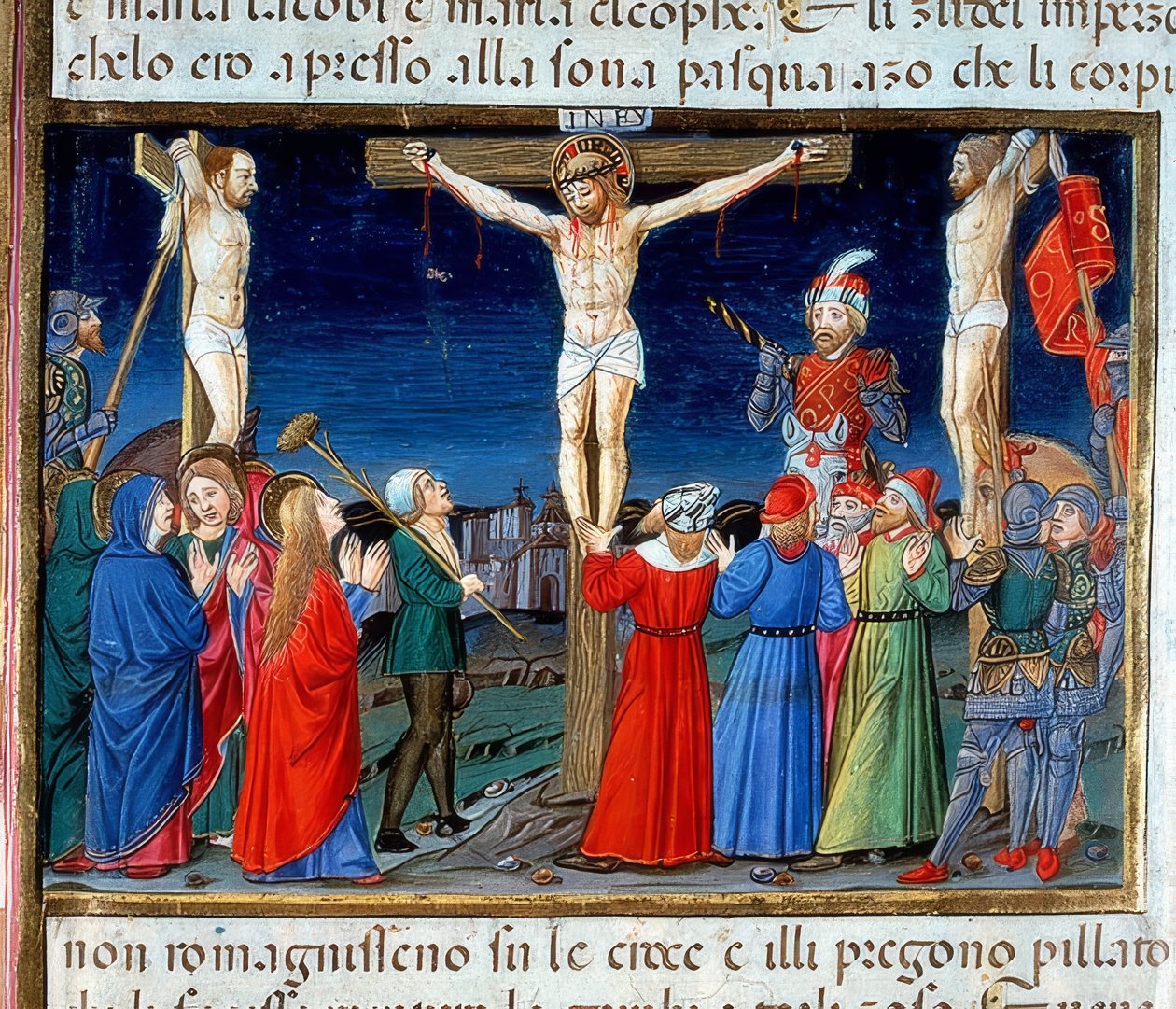 Kristus ristillä (n. 121r). 1476 tekijältä Cristoforo De Predis