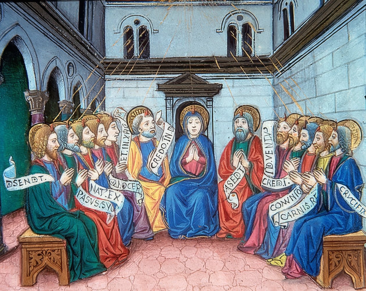 Pyhän Hengen vuodattaminen (n. 141v). 1476 tekijältä Cristoforo De Predis