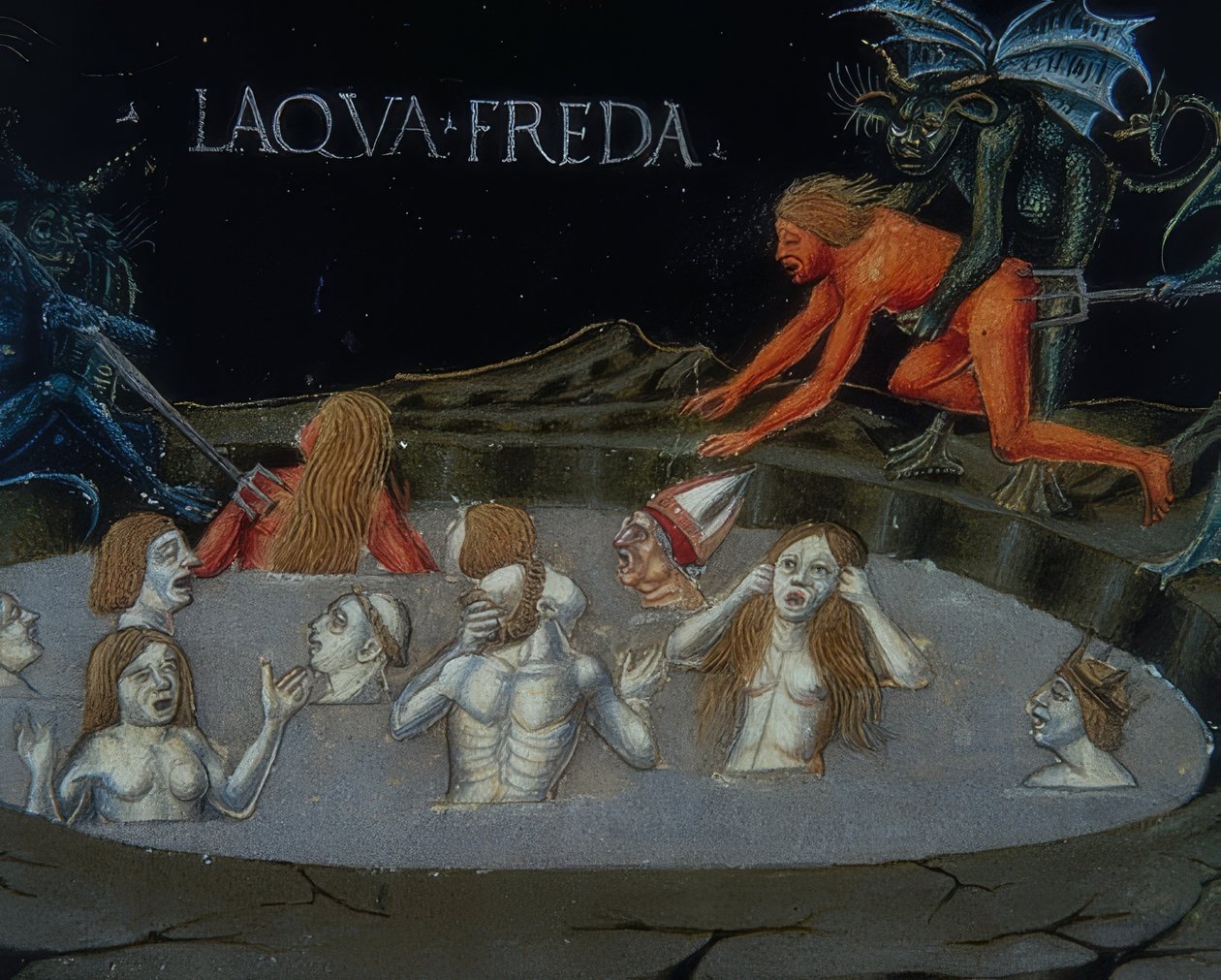 Höllenstrafen (n. 154r). 1476 tekijältä Cristoforo De Predis