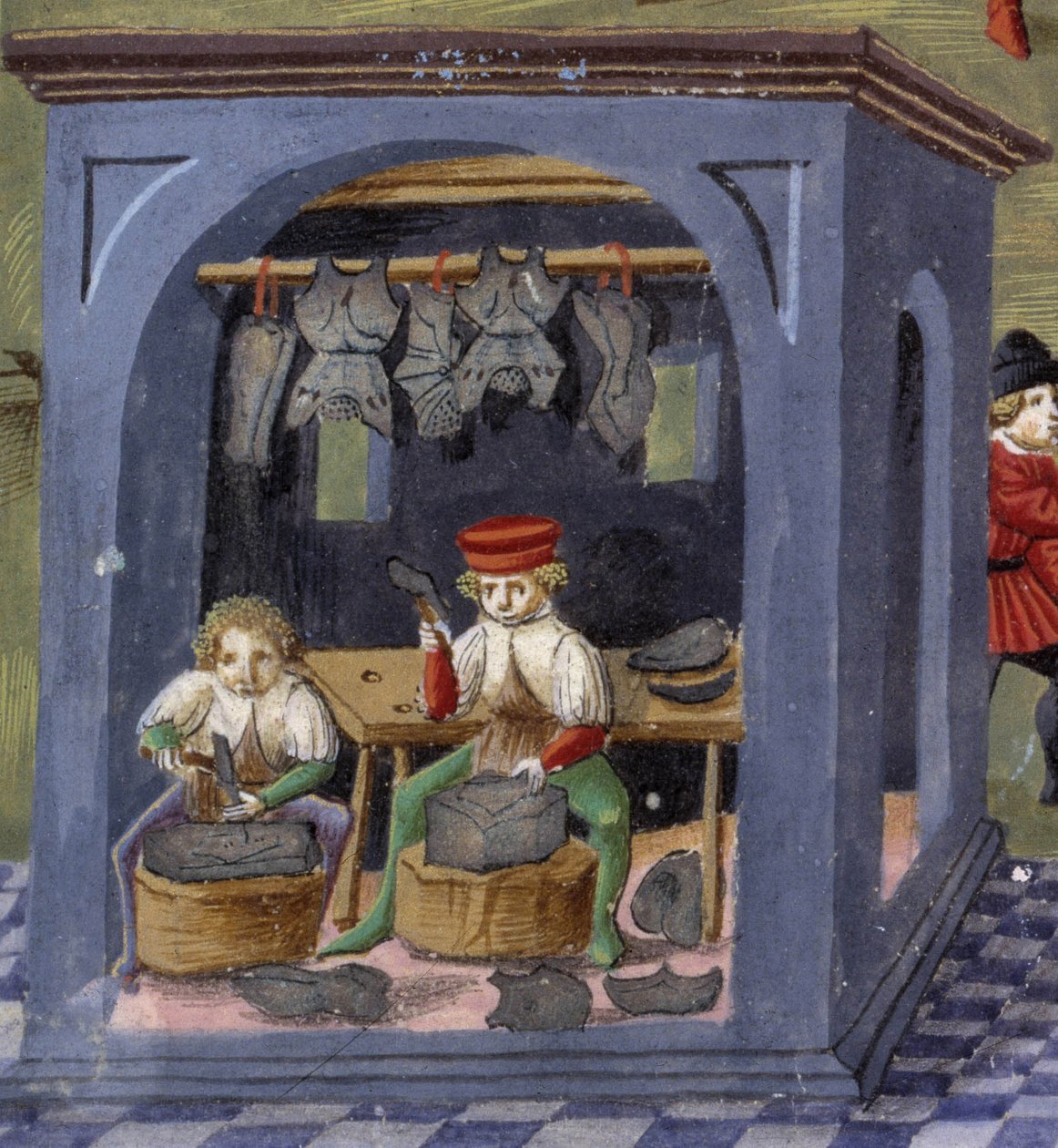 aseseppä kirjassa "" Kuun vaikutus "": käsityöläiset. Miniatyyri, jonka on tehnyt Cristoforo de Predis (v. 1440-v. 1486) - "" De Sphaera""" d