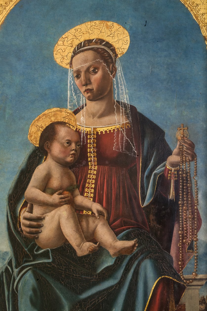 Madonna Jeesuksen kanssa, yksityiskohta numerosta 2384571 (öljy paneelissa) tekijältä Cristoforo da Lendinara Canozzi or Canozi