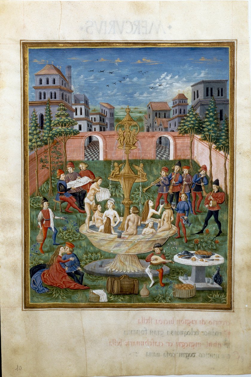 Venuksen vaikutus: rakkauden puutarha ja nuoruuden lähde (miniatyyri, n. 1470) tekijältä Cristoforo De Predis