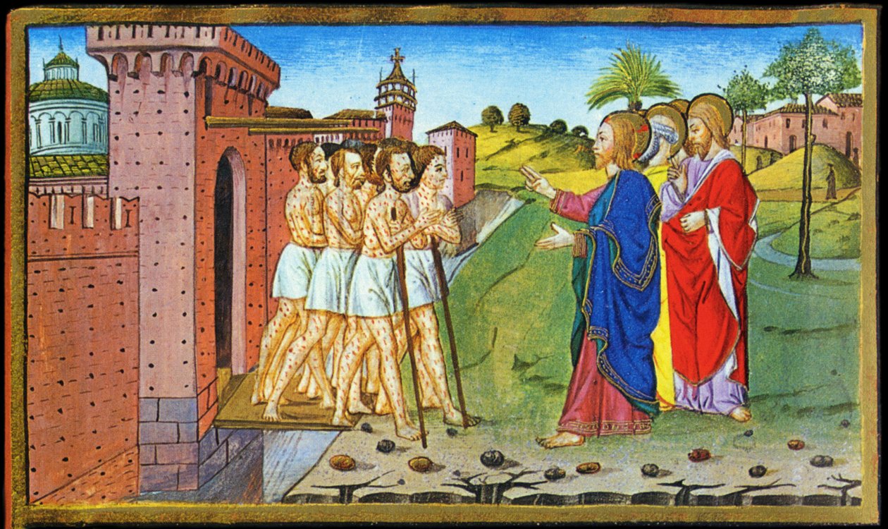 Jeesus ja spitaaliset. Predisin Cristoforon miniatyyri - Uuden testamentin Historiassa tekijältä Cristoforo De Predis