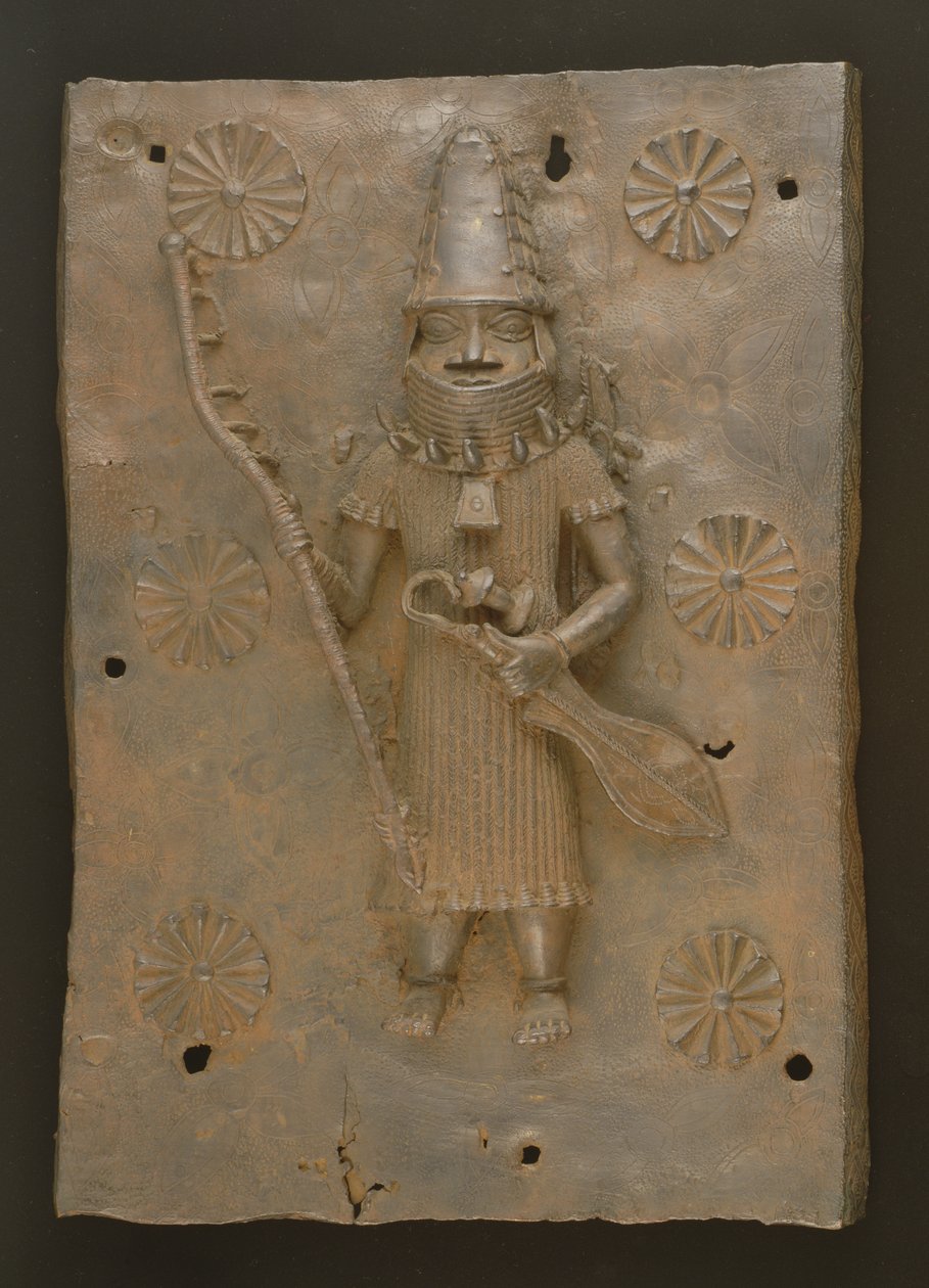 Placa comemorativa representando guerreiro, Benin, Nigéria (bronze) finlandesa tekijältä Culture Edo