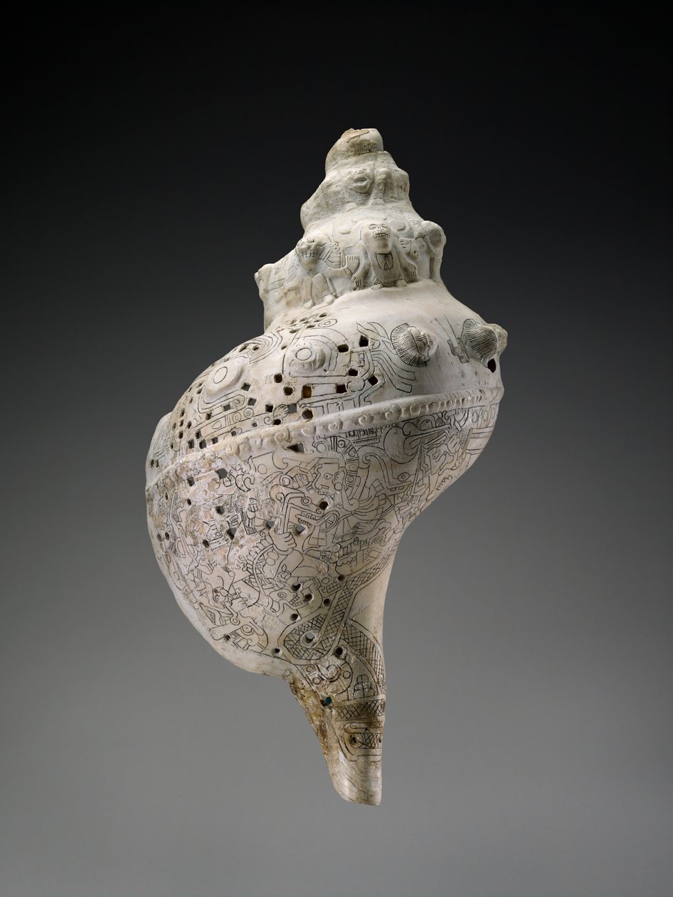 Taivaallinen simpukankuori kalloineen, AD 900-1521 (kuori) tekijältä Culture Huastec