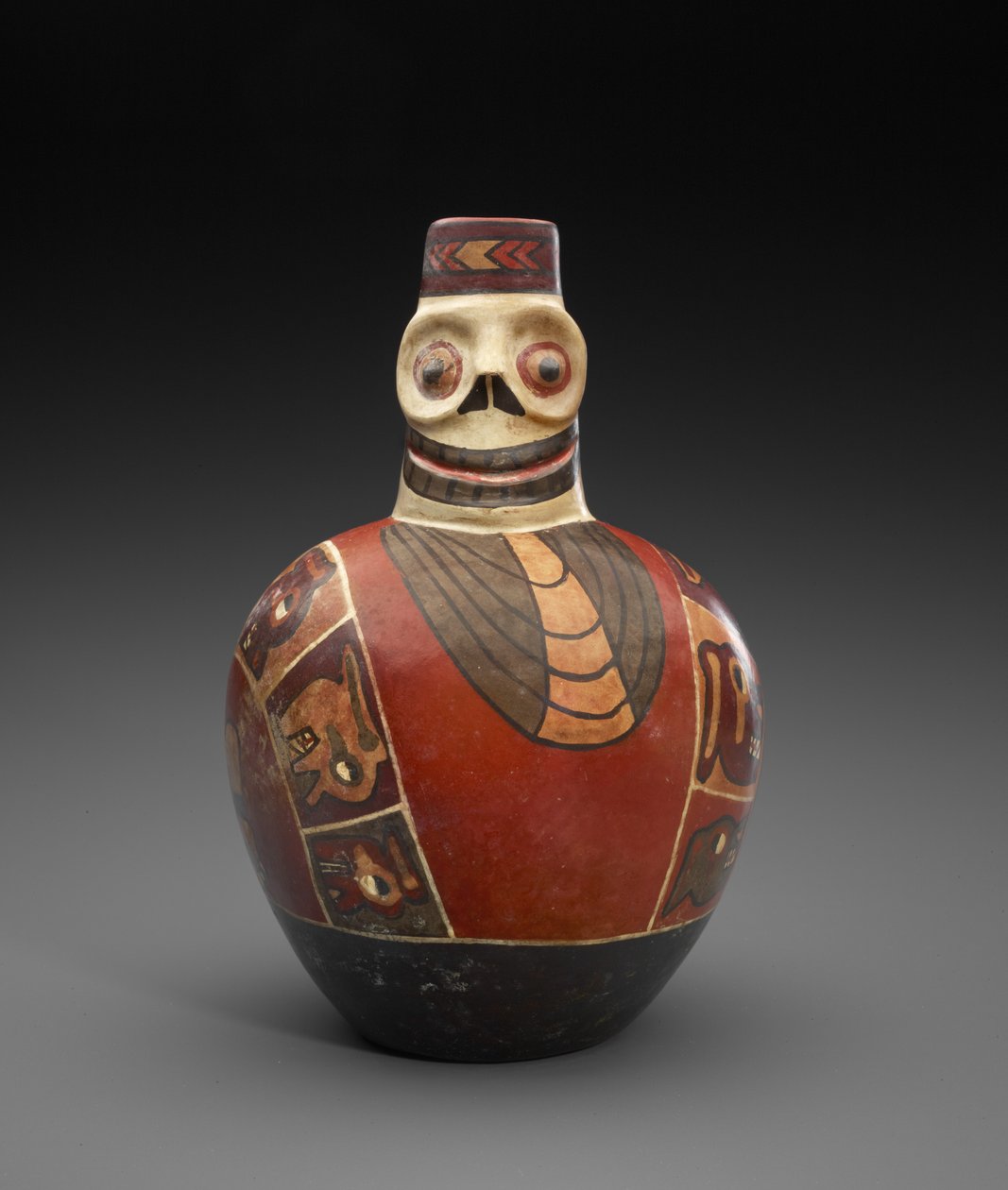 Figural Bottle with Death Mask, 600-1000 AD (keramiikka lipulla) tekijältä Culture Wari